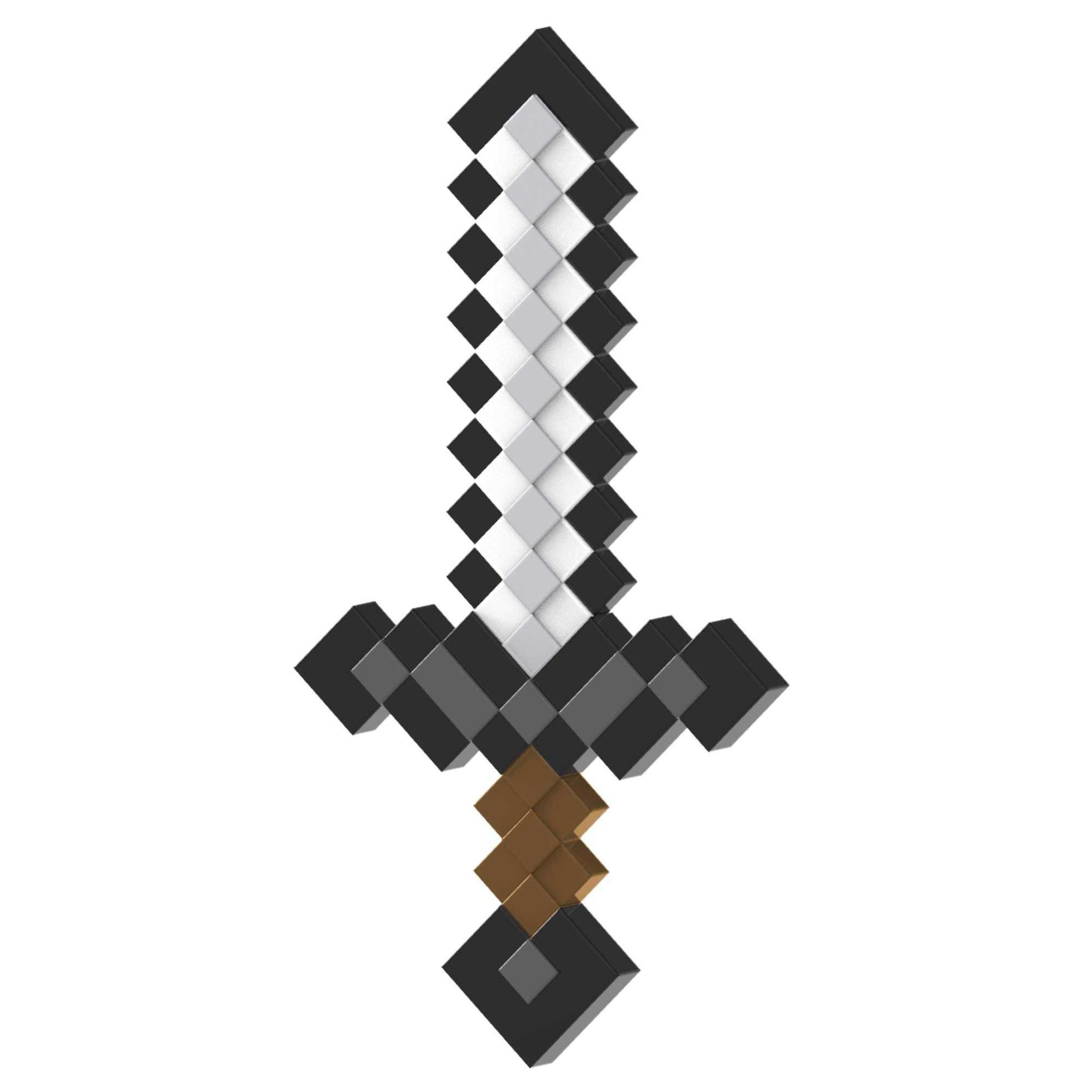 Minecraft pixeliges Schwert. Es hat einen schwarzen Griff und eine silberne Klinge.