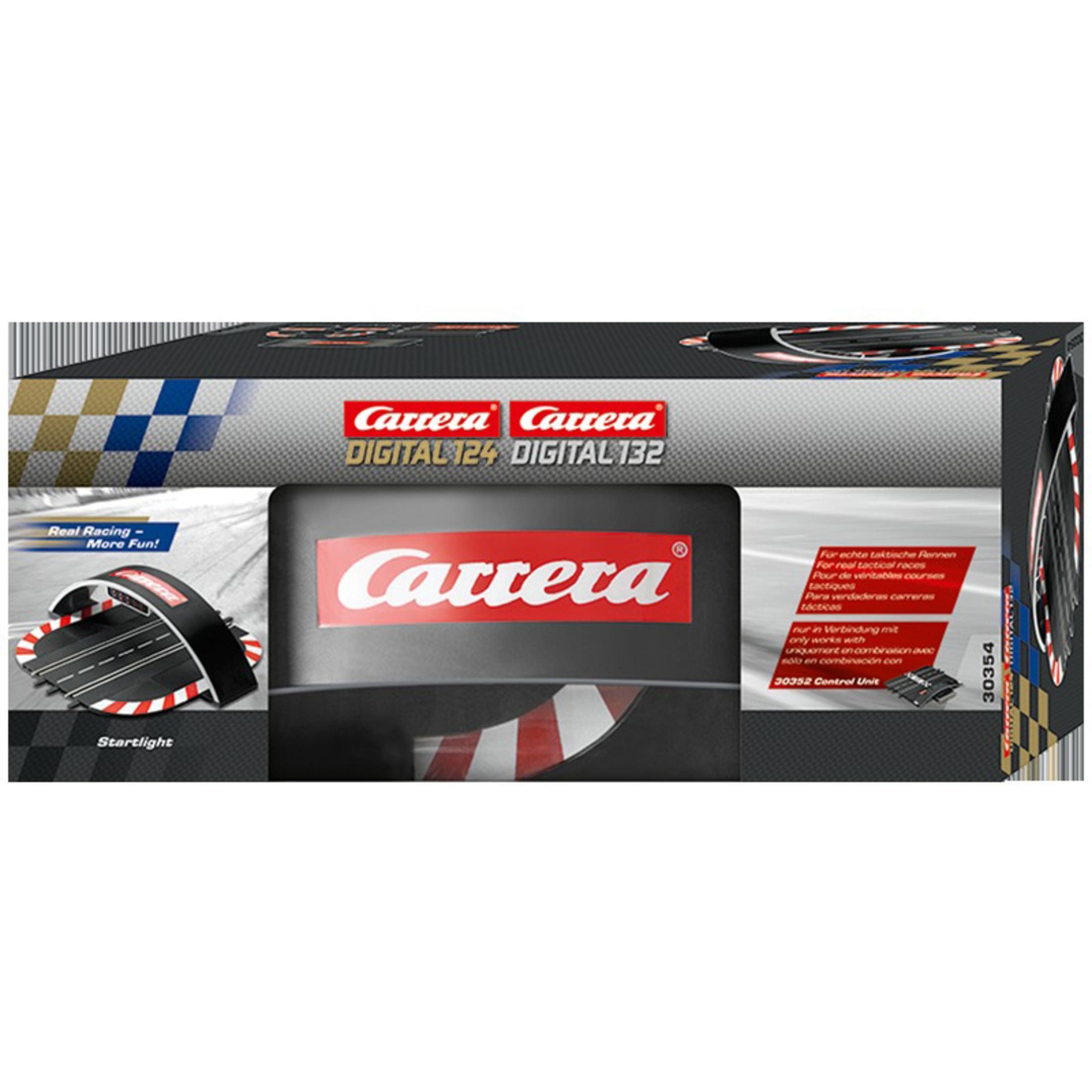 Scatola pista Carrera Digital 124/132. Mostra il layout della pista e il logo Carrera.