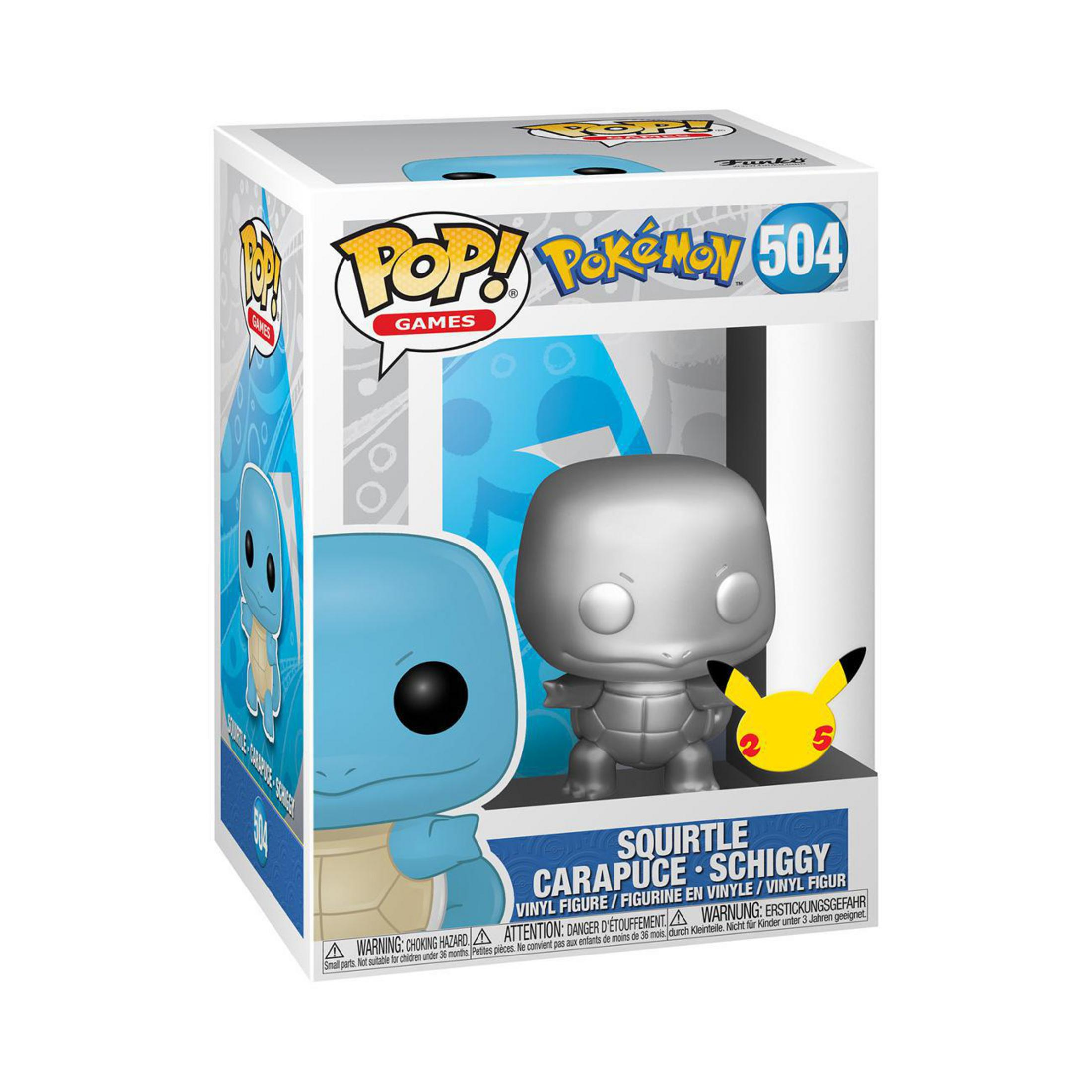 Squirtle Funko Pop Figur in einer Box. Die Figur und die Box sind sichtbar.