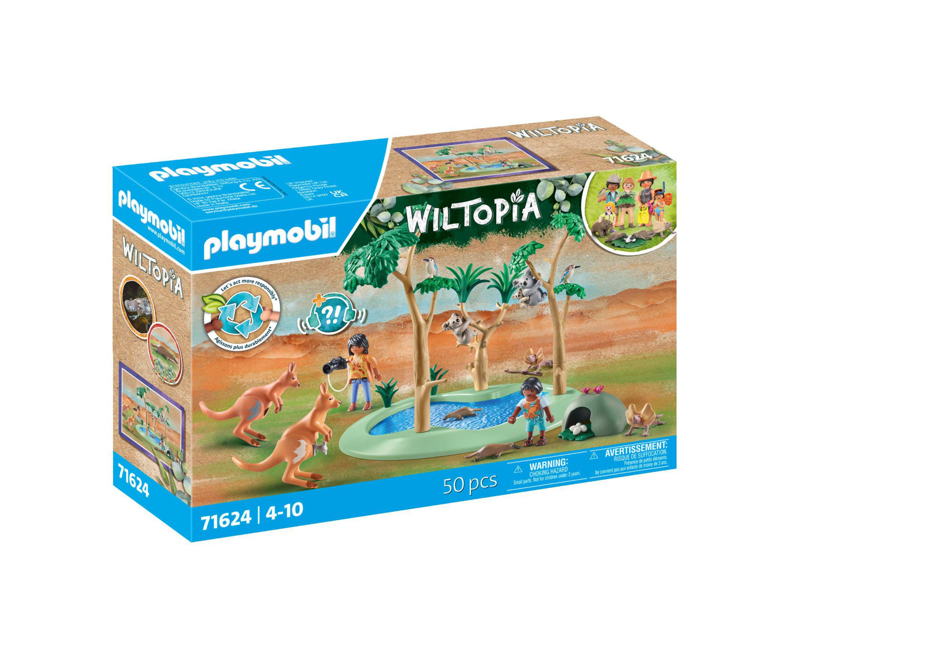 Set scatola Playmobil Wiltopia, con una scena della giungla con animali e figure.