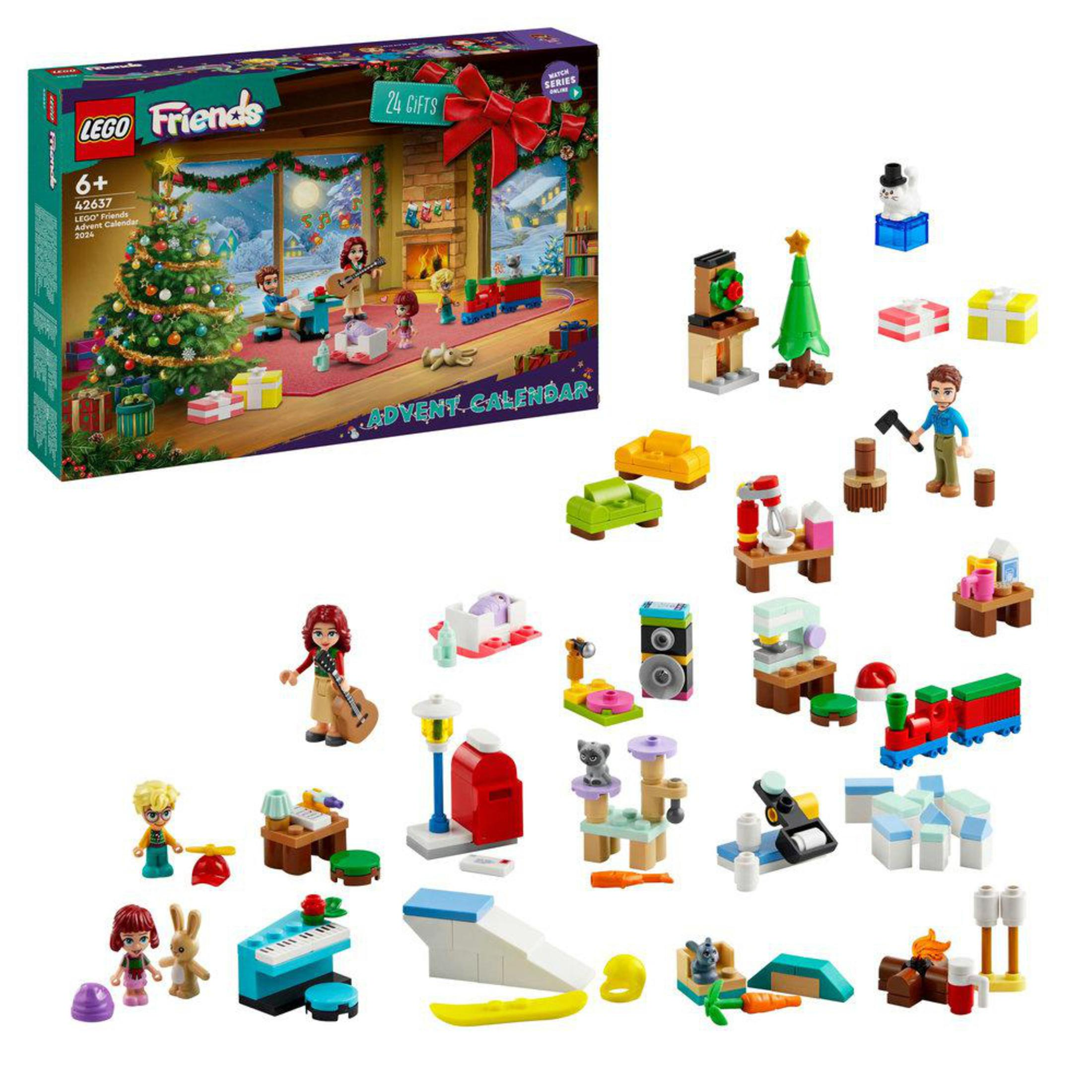 Set de calendario de Adviento Lego Friends. Contiene piezas Lego para un tema navideño con figuras.