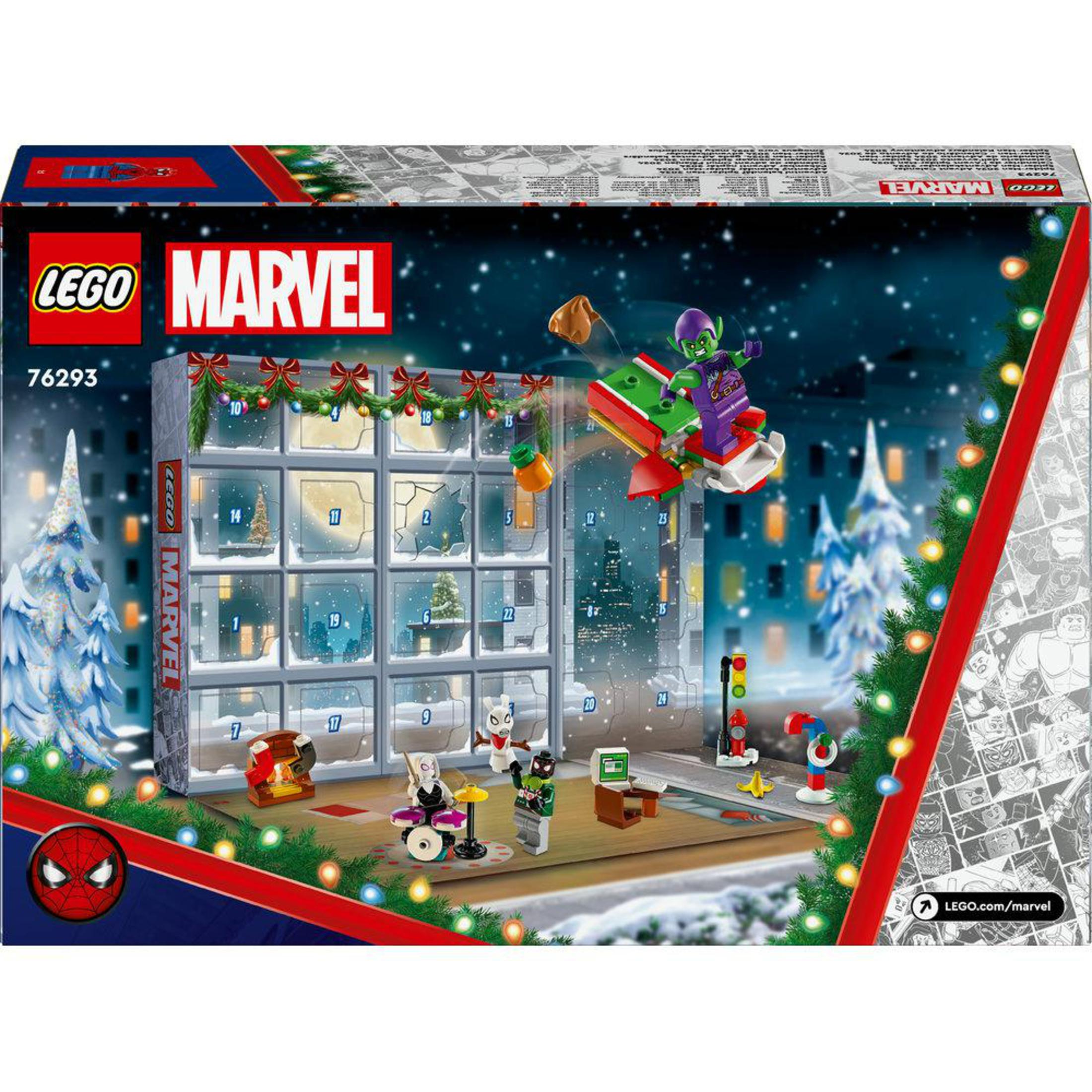 Lego Marvel Adventskalender, mit dem Green Goblin auf einem Gleiter. Weihnachtsthema.