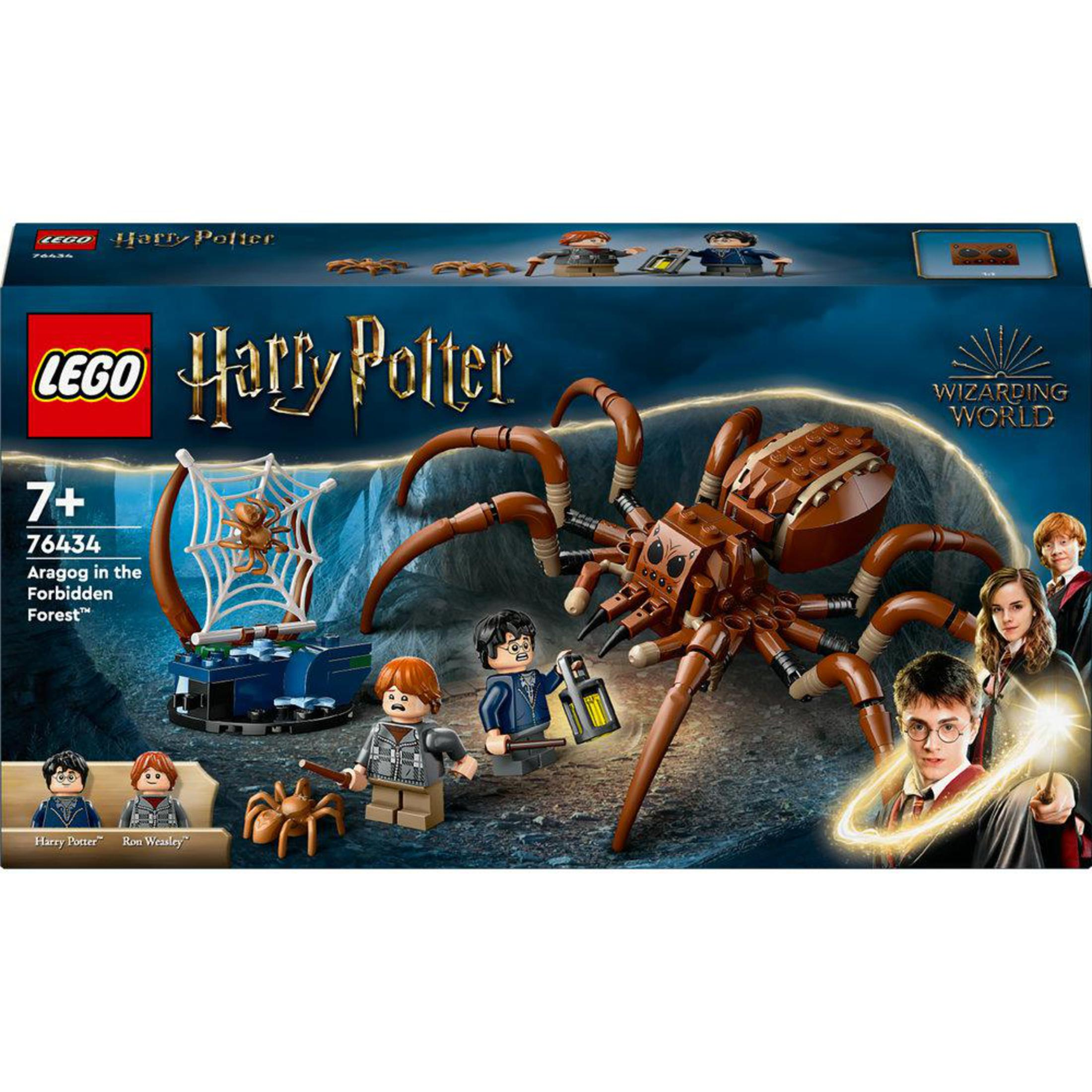 Lego Harry Potter seti, Aragog örümcek figürü ve karakterlerin minigürleri ile.