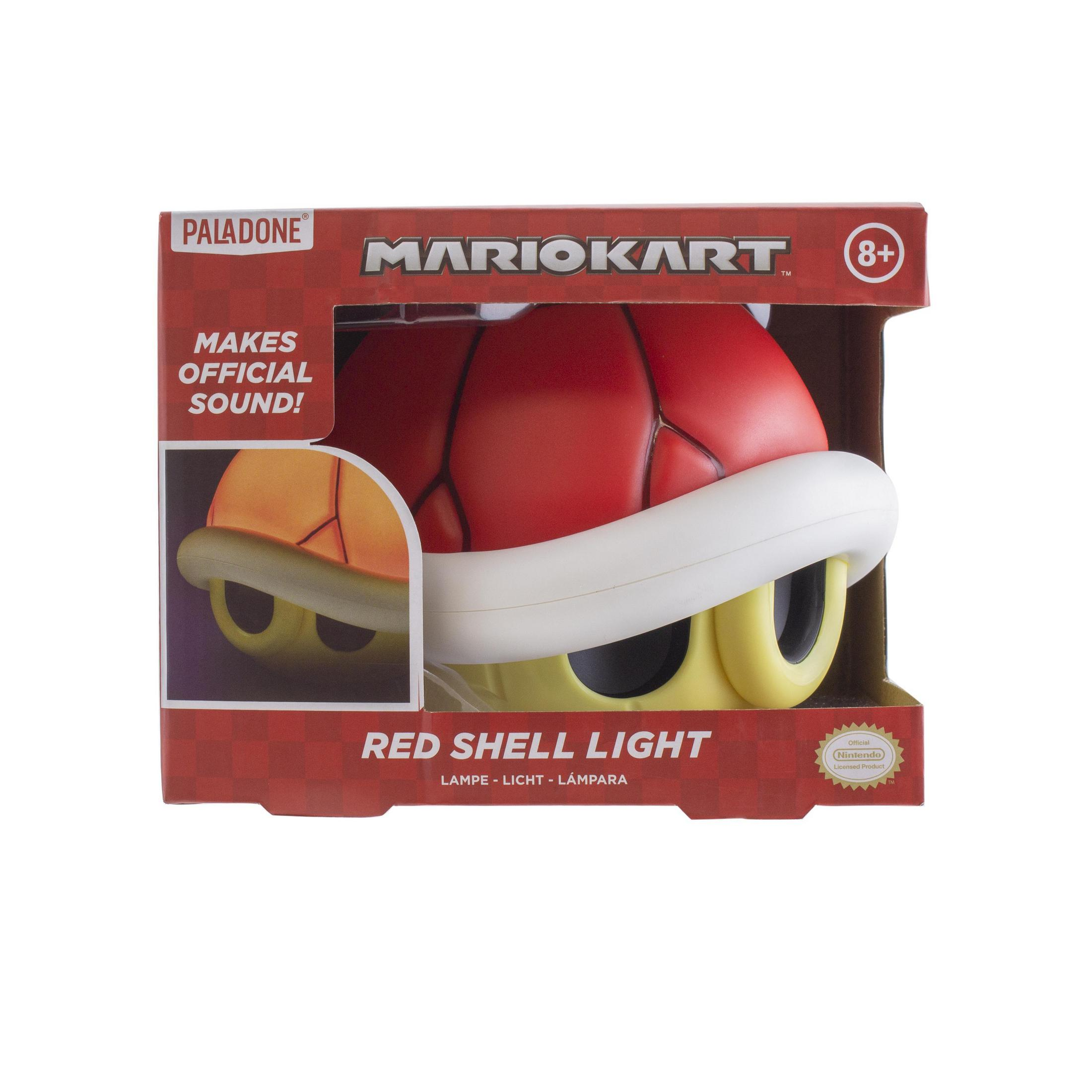 Rotes Mario Kart Muschelicht in einer Box. Macht offiziellen Sound!