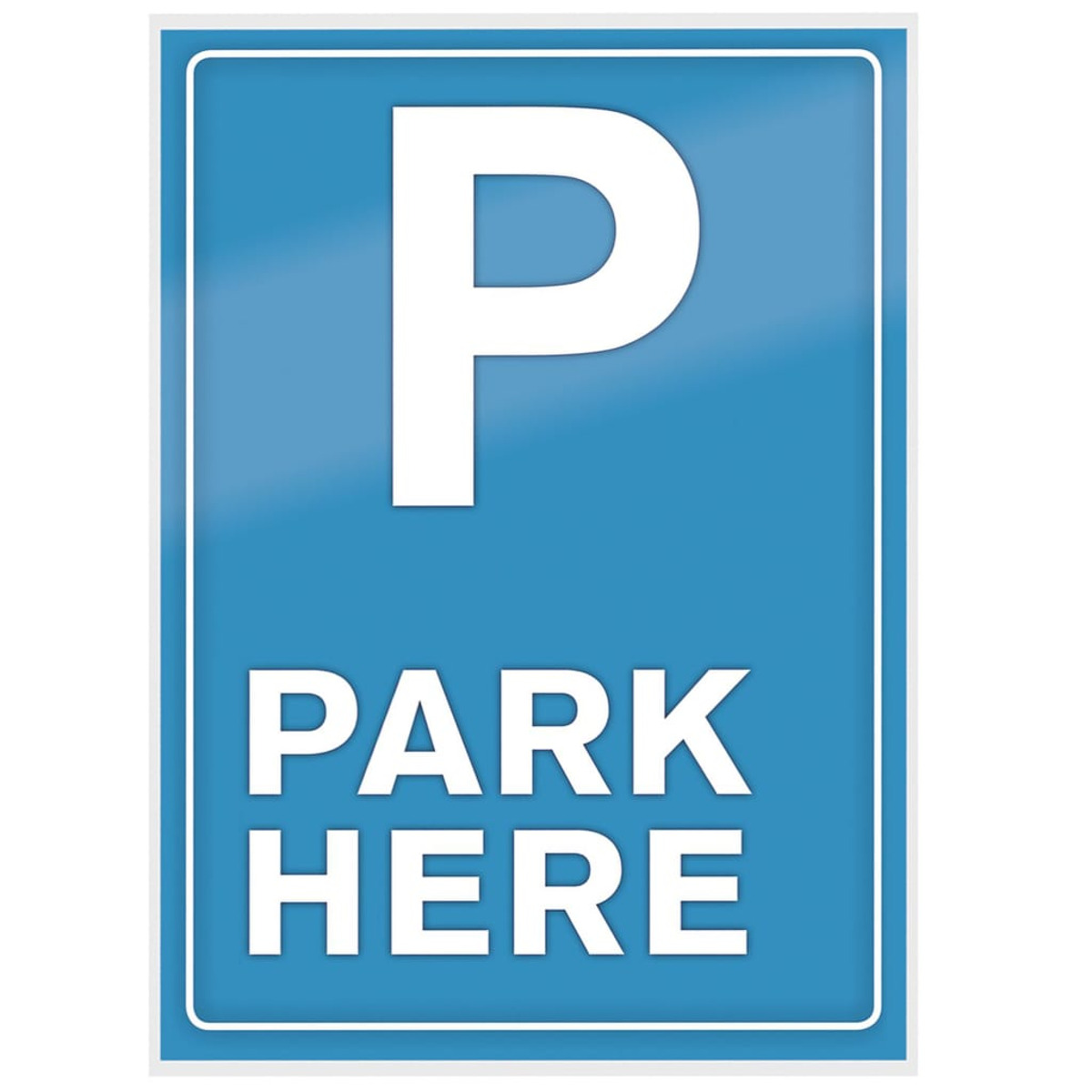 Blaues rechteckiges 'P' Parkschild mit weißem Text.