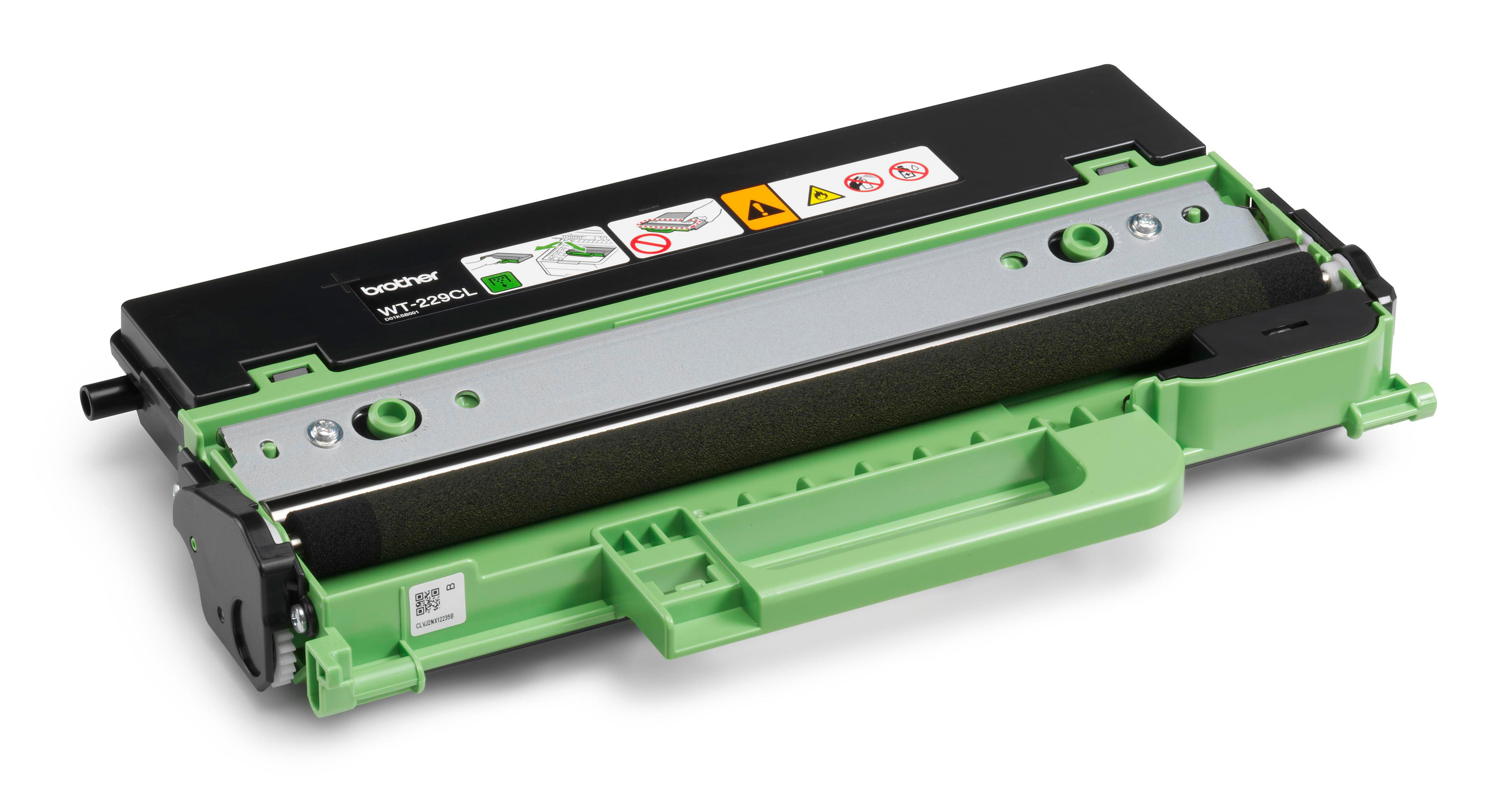 Eine neue Brother-Drucker-Tonerkartusche, grün und schwarz, weißer Hintergrund.