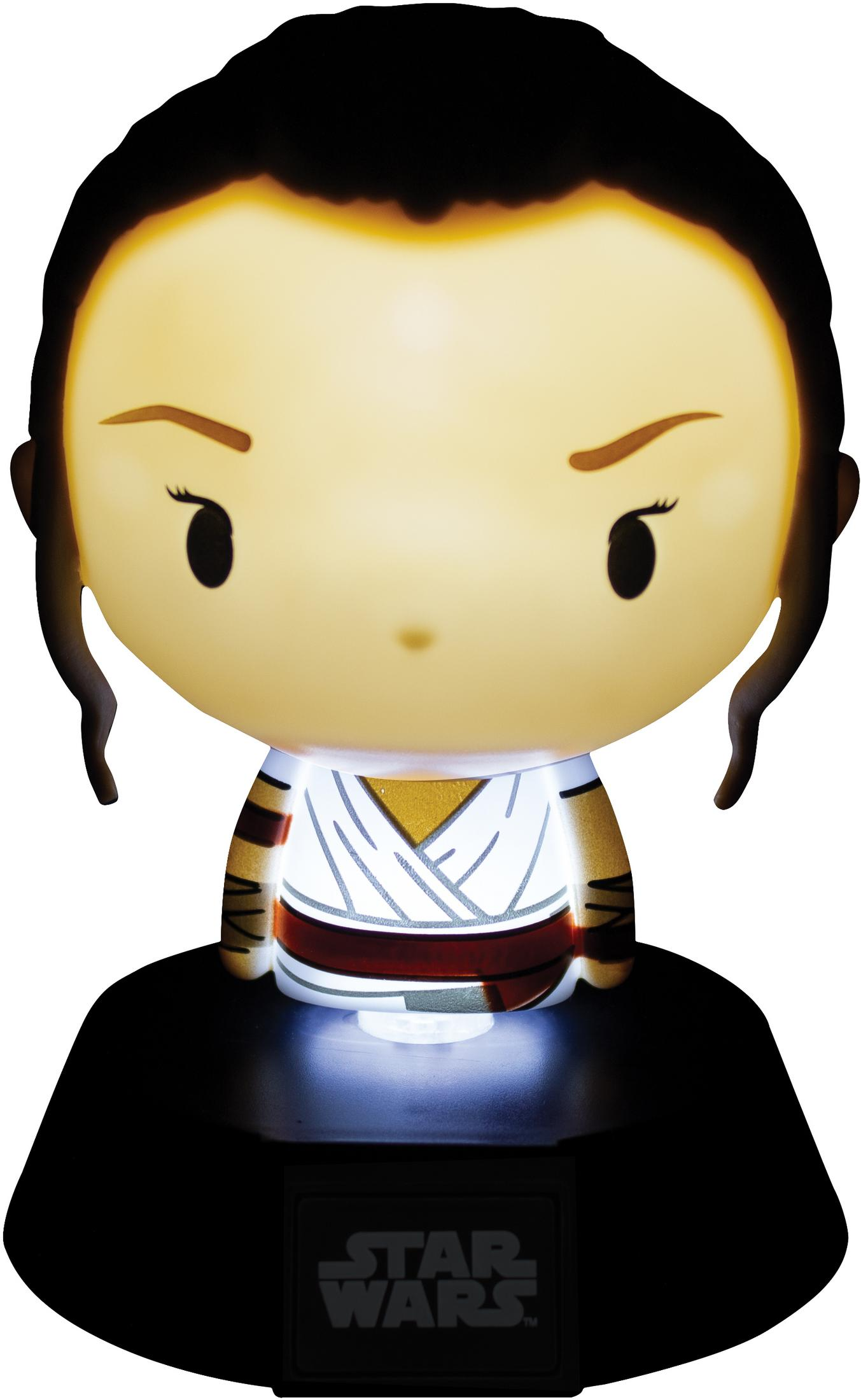 Figura de Rey de Star Wars con cabeza y base brillantes. Es un personaje de estilo chibi, con 'Star Wars' en la base.