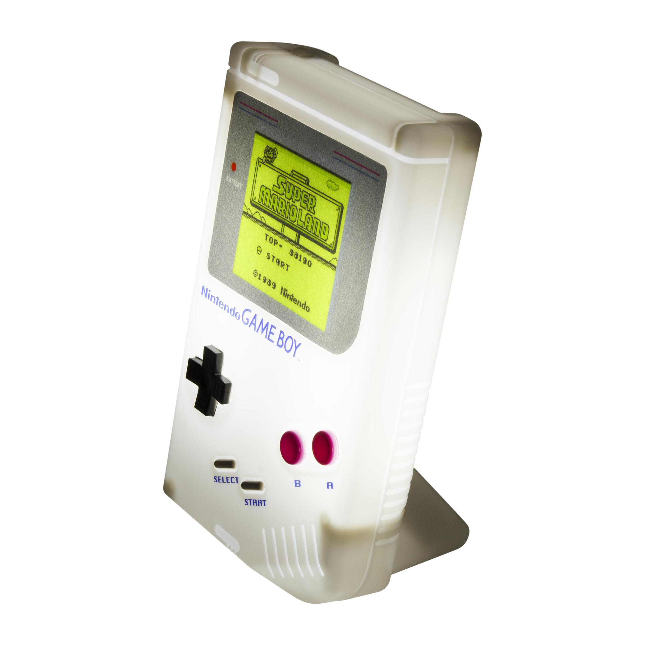 Luz blanca de Game Boy, con una pantalla de juego. Fondo blanco.