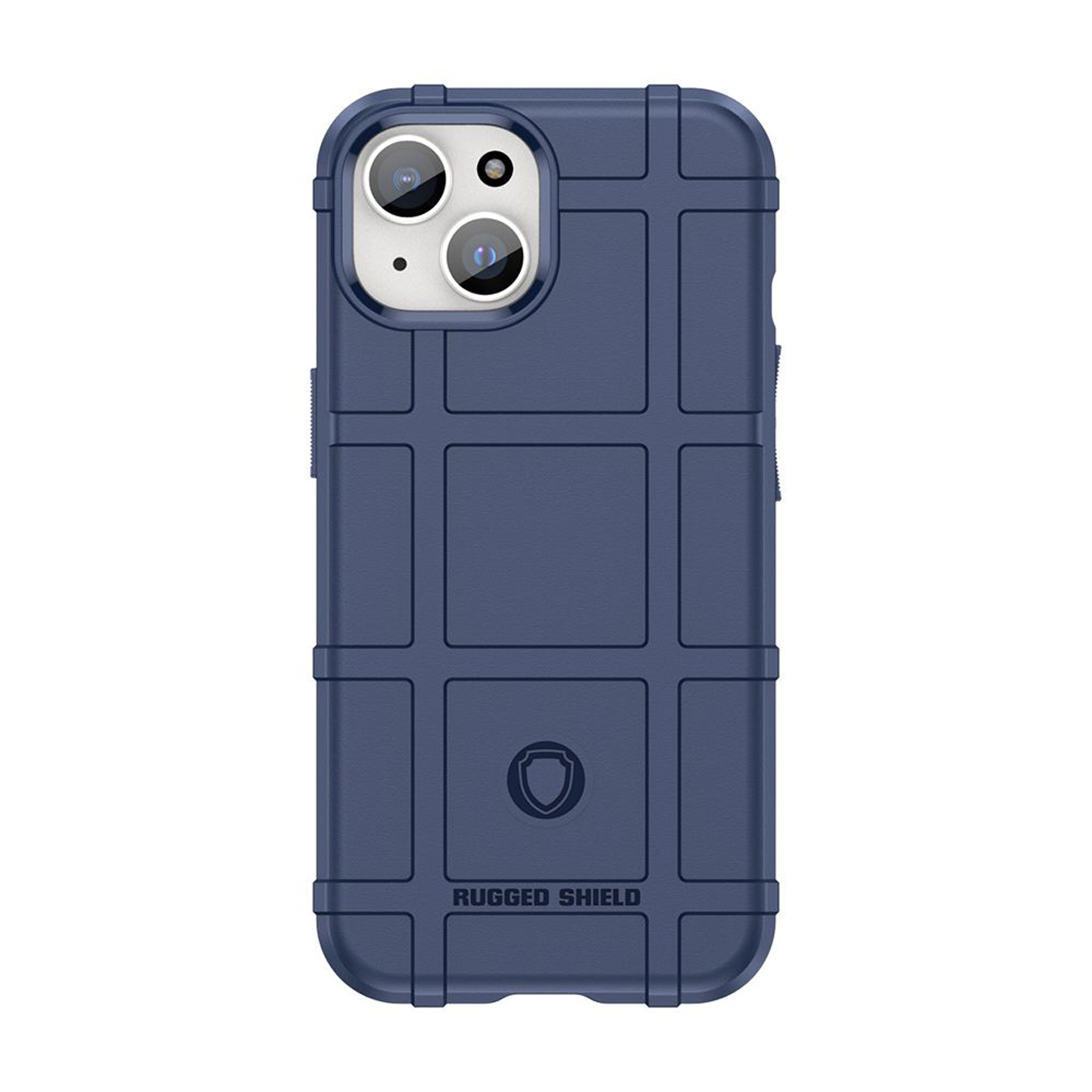 Coque de téléphone bleue. Il a un design de bouclier robuste avec une surface texturée.