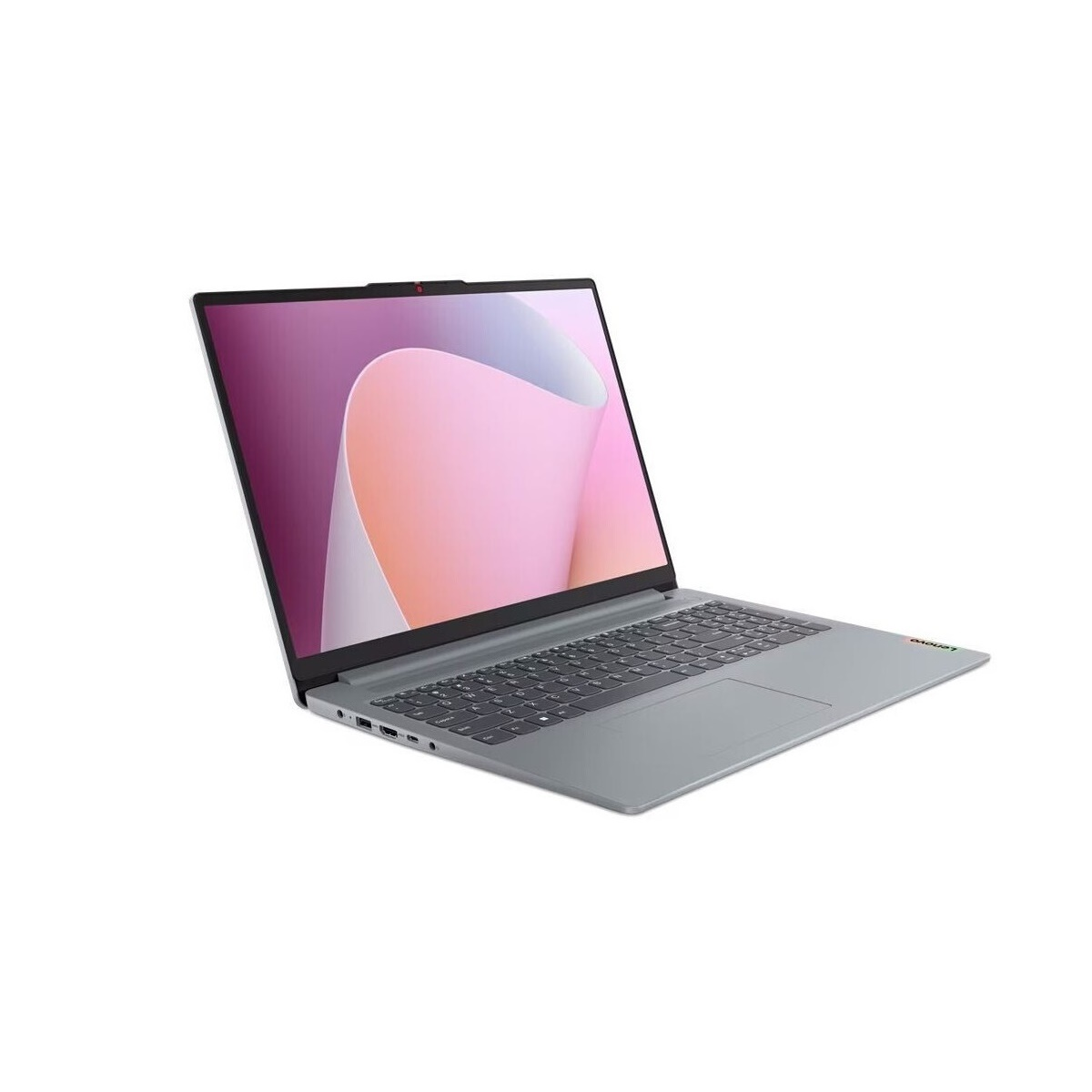 Geöffneter Laptop mit hellgrünem Gehäuse und rosa-weißem Bildschirm.