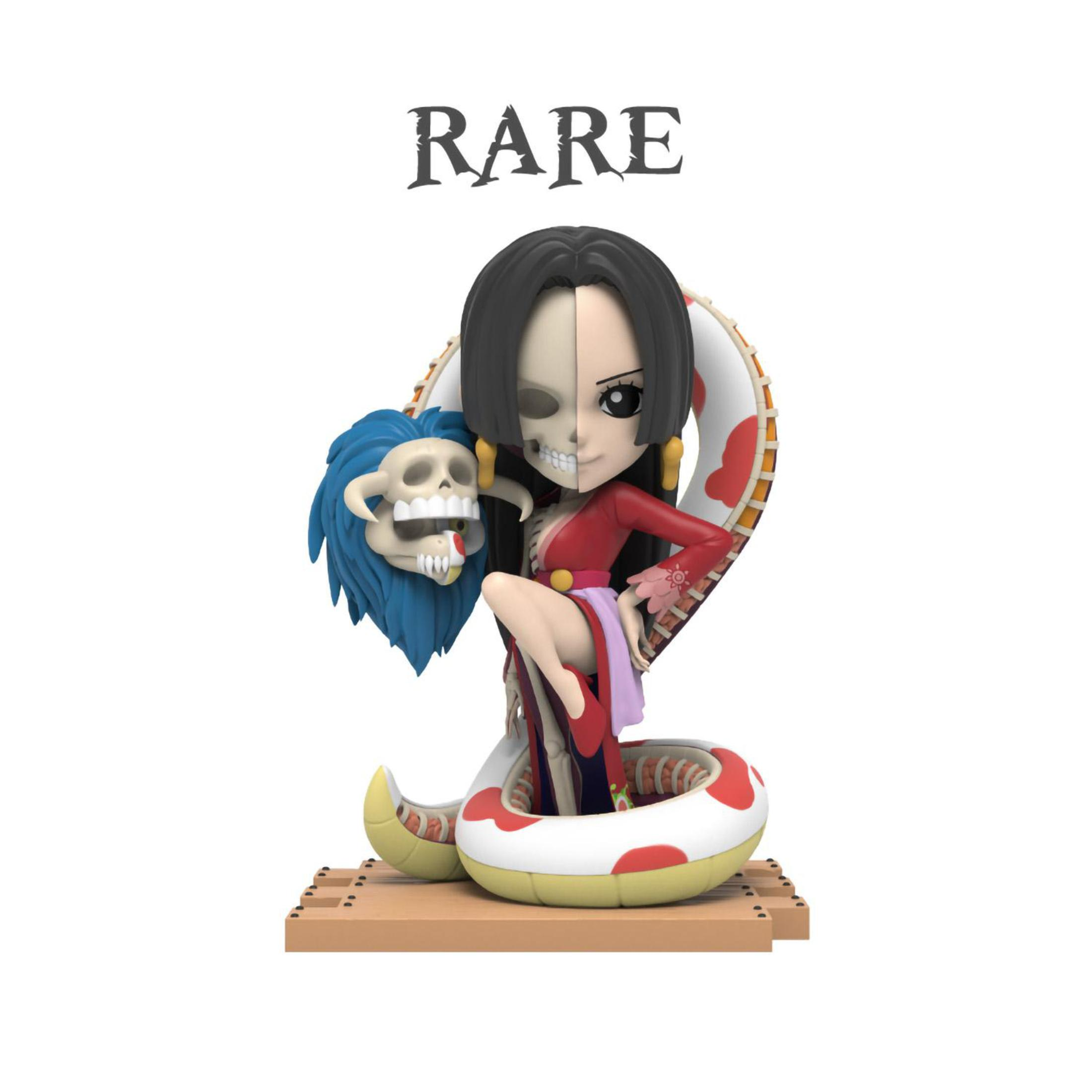 Figurka Boa Hancock z One Piece. Jest w połowie szkieletem, w połowie człowiekiem, z wężem.