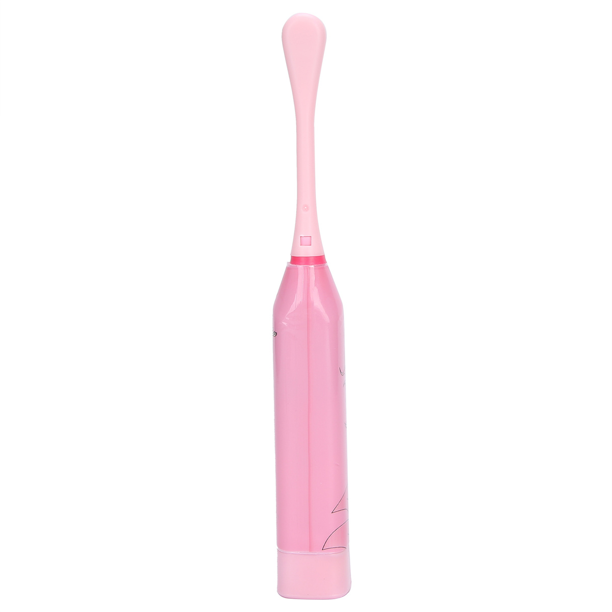 Ein rosa Munddusche mit langer Düse, auf weißem Hintergrund.