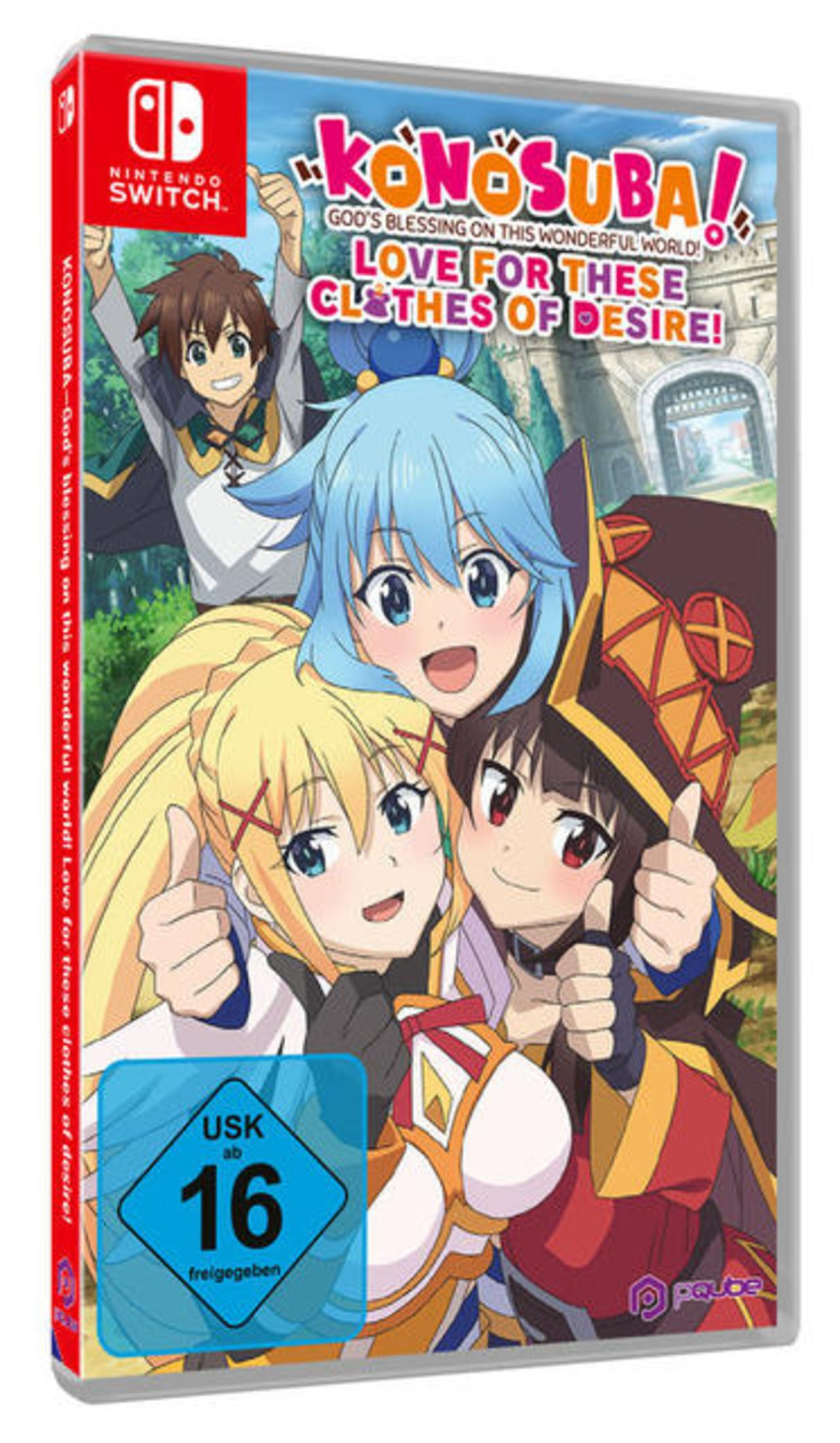 Artwork per un gioco Nintendo Switch, con personaggi anime e il titolo.