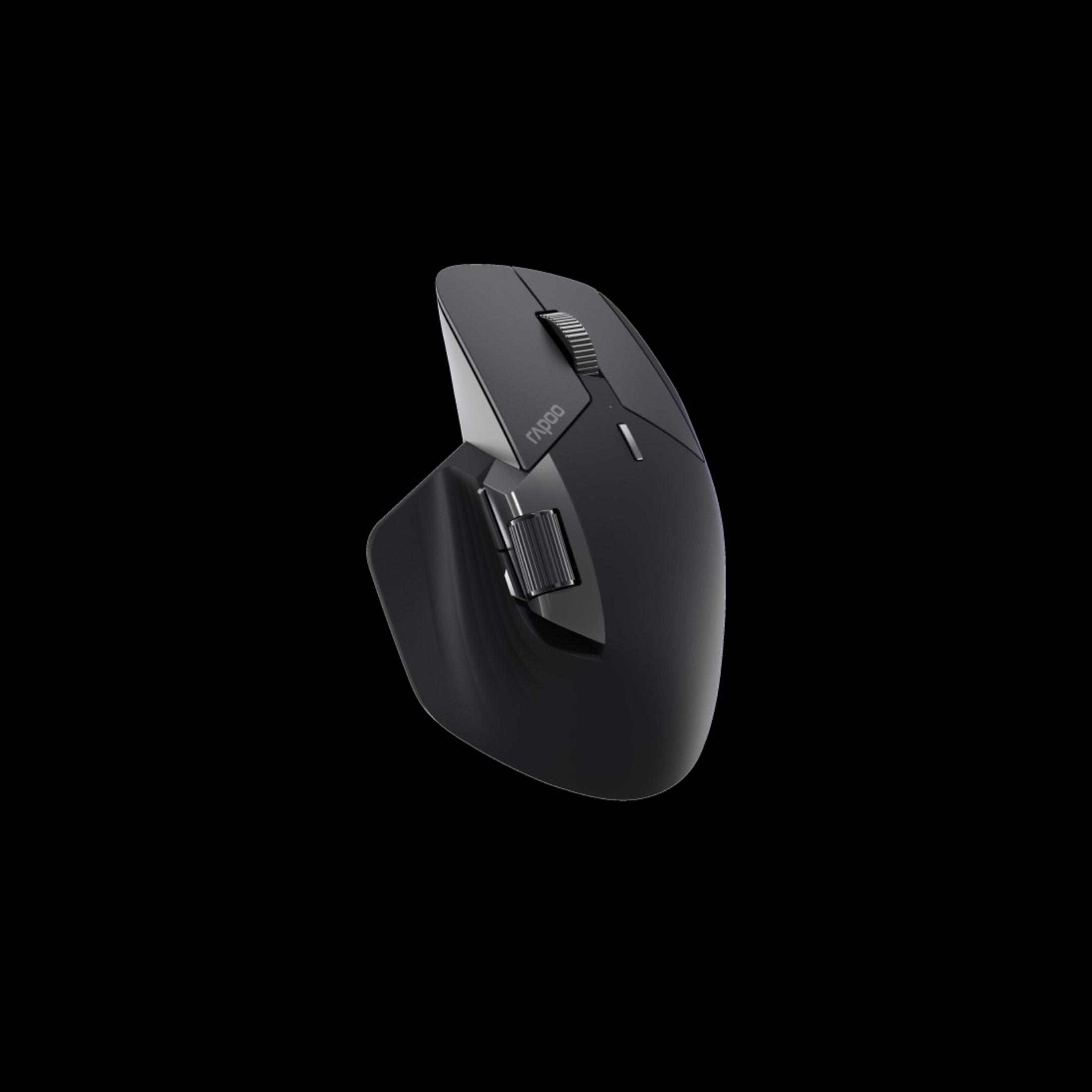 Souris Rapoo noire sur fond noir.