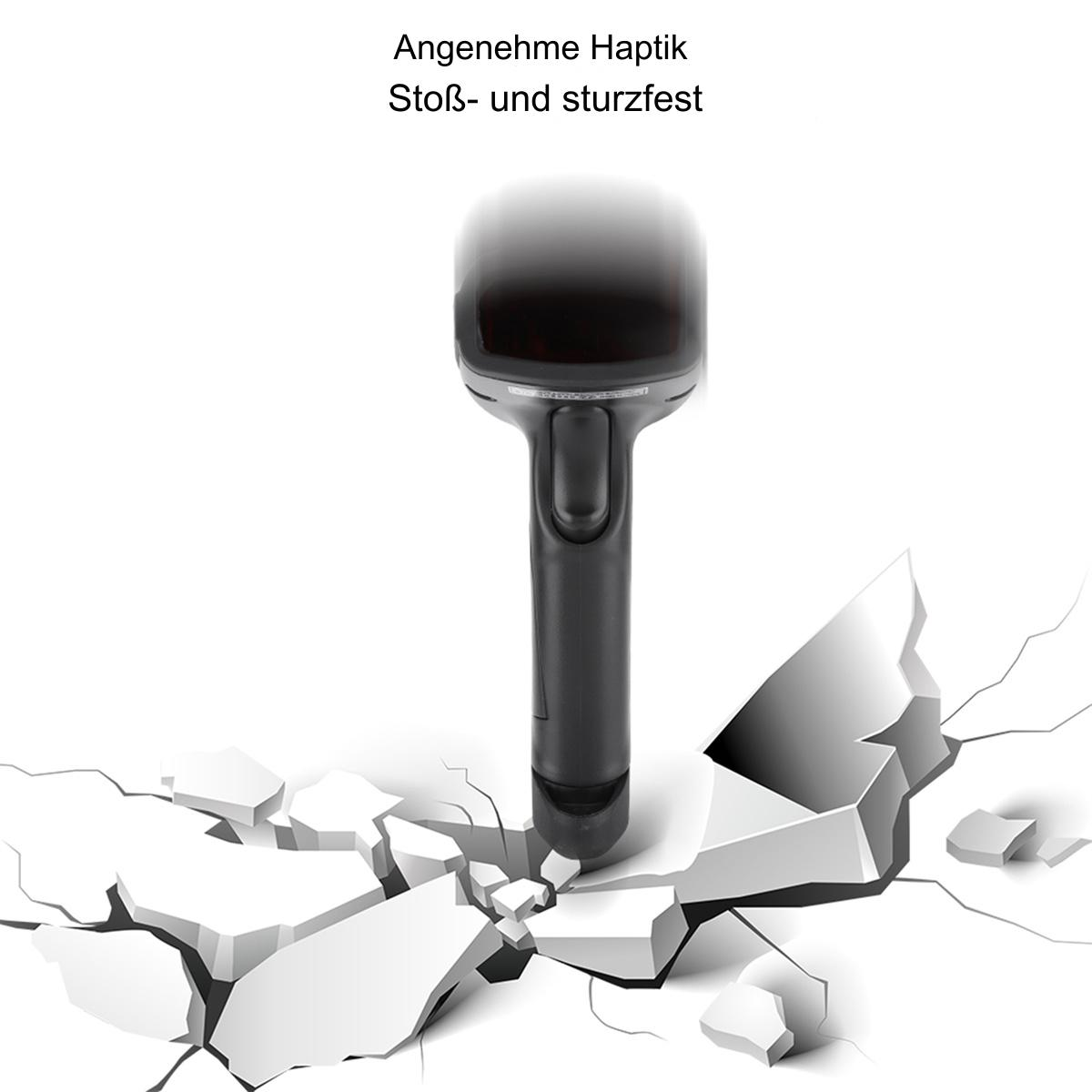Schwarzes Handgerät, das auf eine zerbrochene Oberfläche fällt.