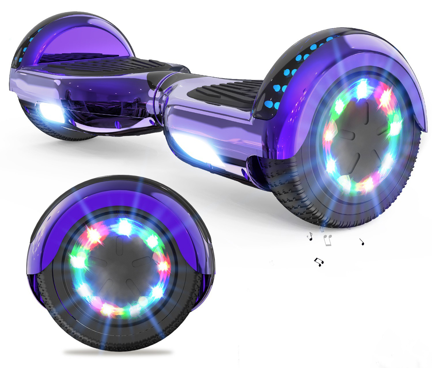 RCB JD Hoverboard mit Sitz, Bluetooth, LED-Licht ,15km/h, Balance Board für Kinder Hoverboards (6,5 Zoll, Violett)