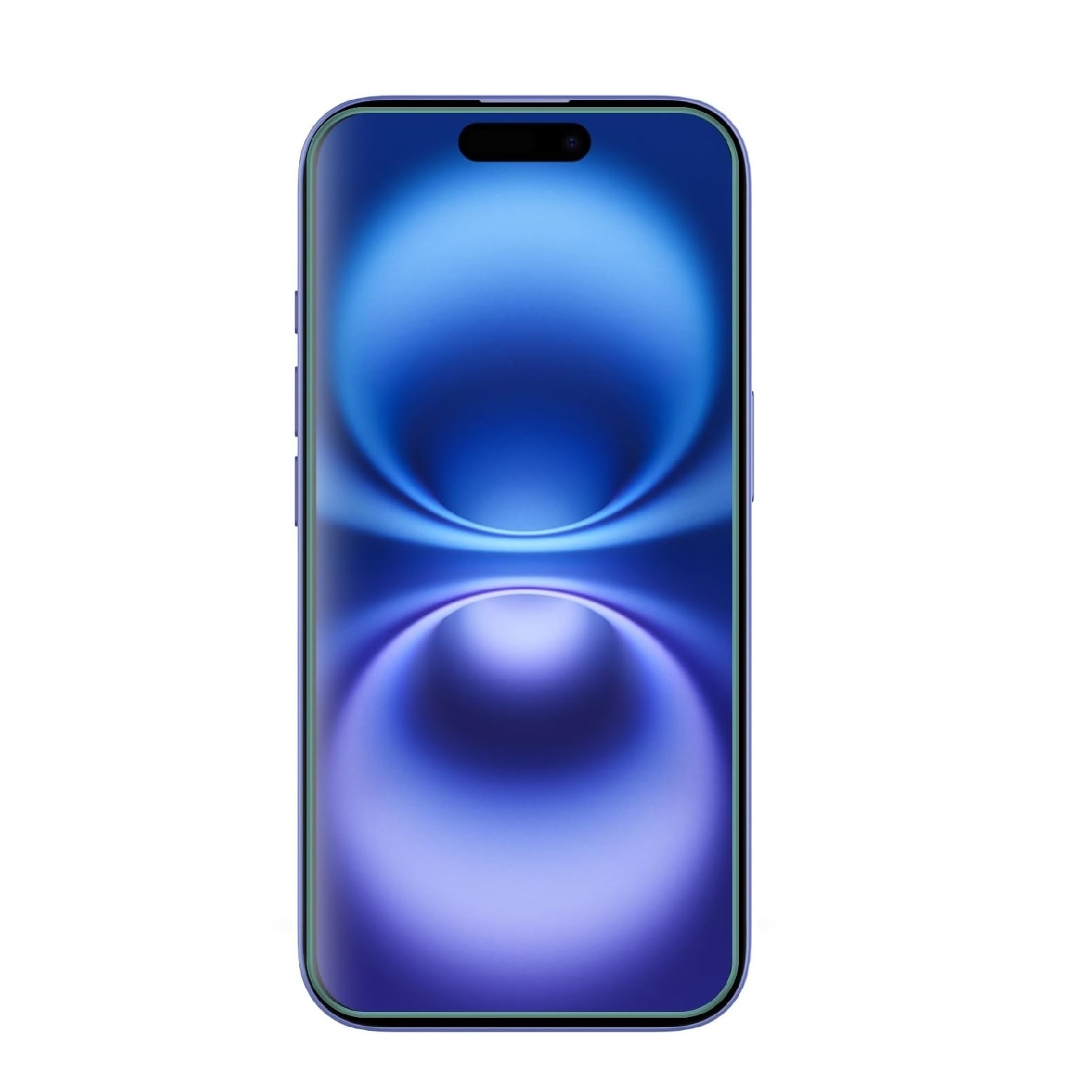 Ein Smartphone mit blauem Farbverlauf-Hintergrund auf dem Bildschirm. Das Telefon hat eine Kerbe.