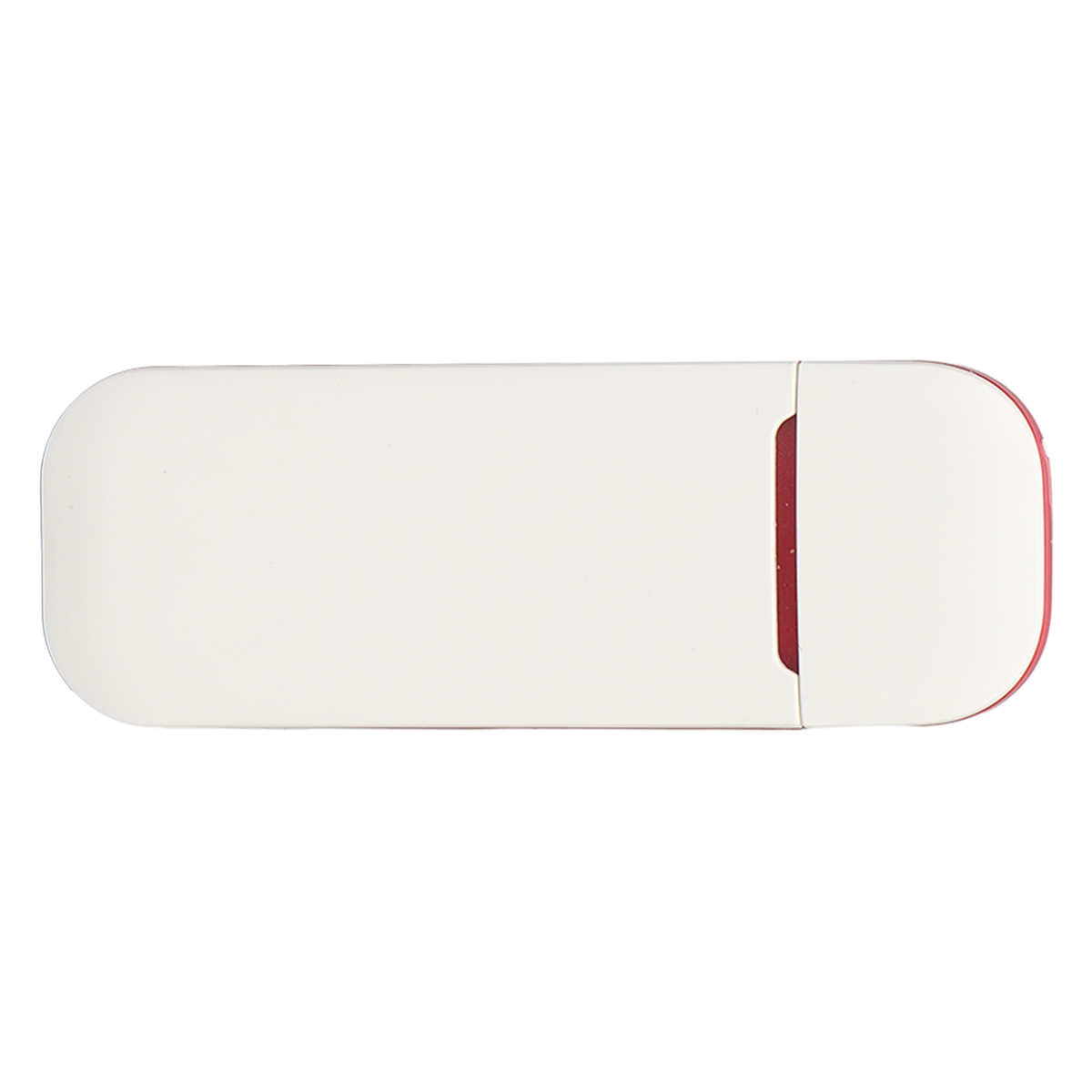 Weißer USB-Stick, rechteckig, mit roter Seite. Es hat ein einfaches, elegantes Design.