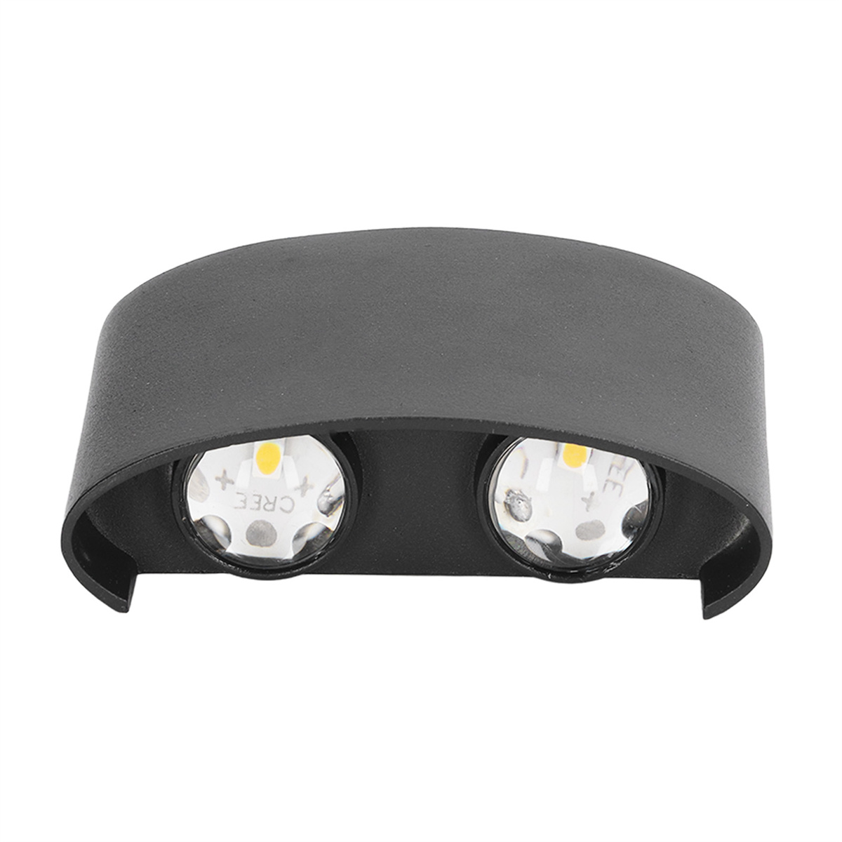 Außenwandleuchte mit zwei LED-Leuchten. Schwarz in der Farbe.