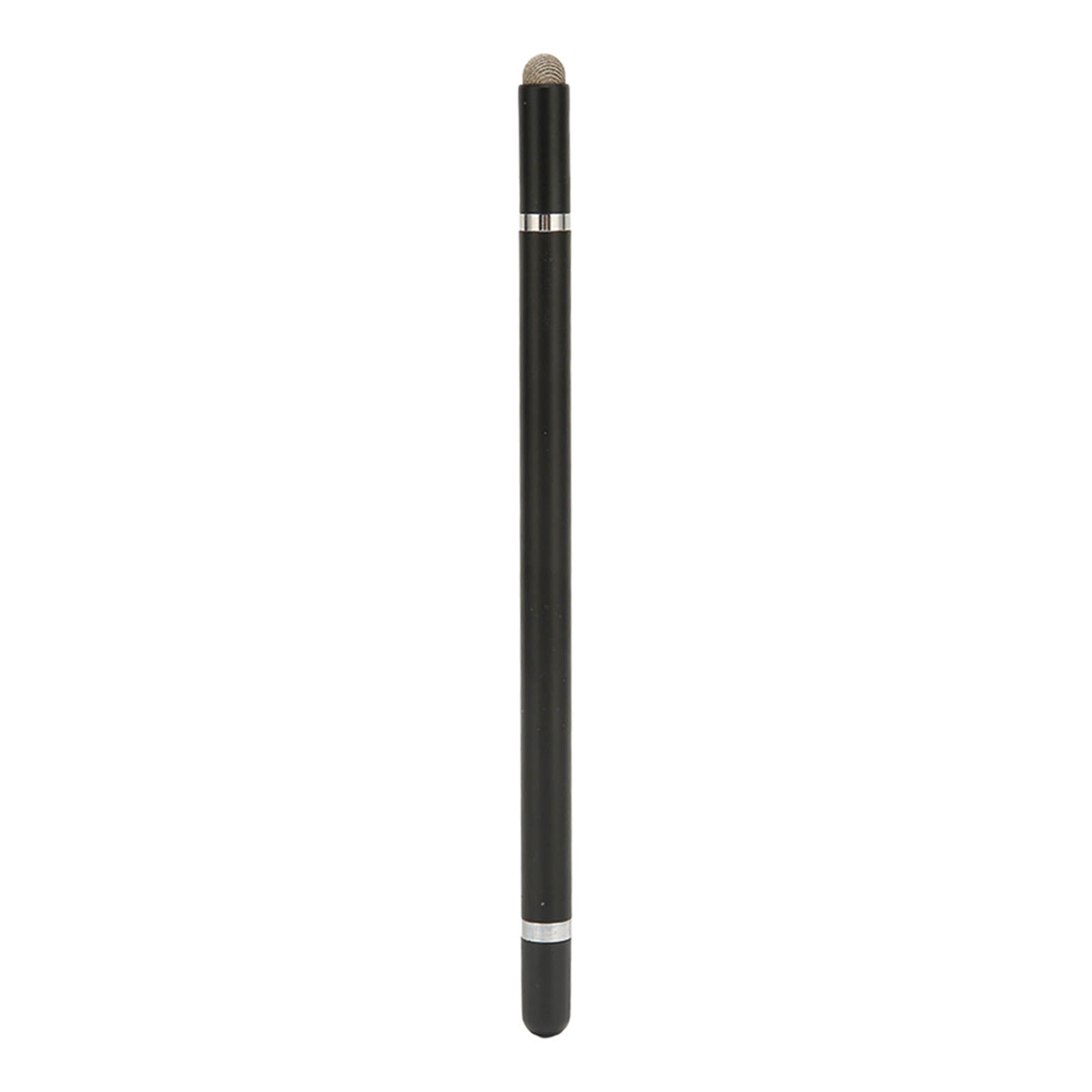 Schwarzer Eingabestift mit silbernen Akzenten. Spitze für Touchscreens.