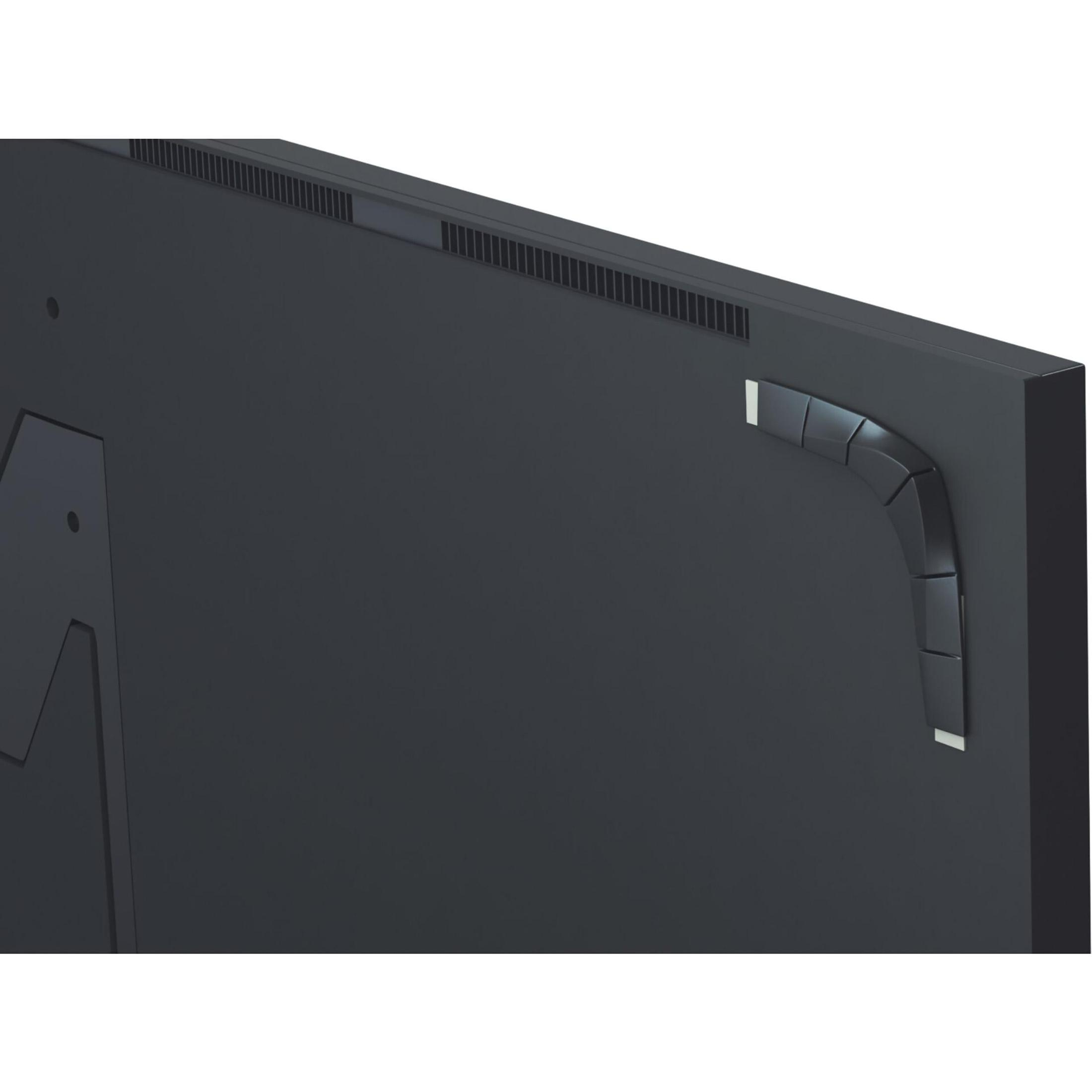 Die Rückseite eines großen, schwarzen Fernsehers mit Lüftungsschlitzen und Kabelführung.