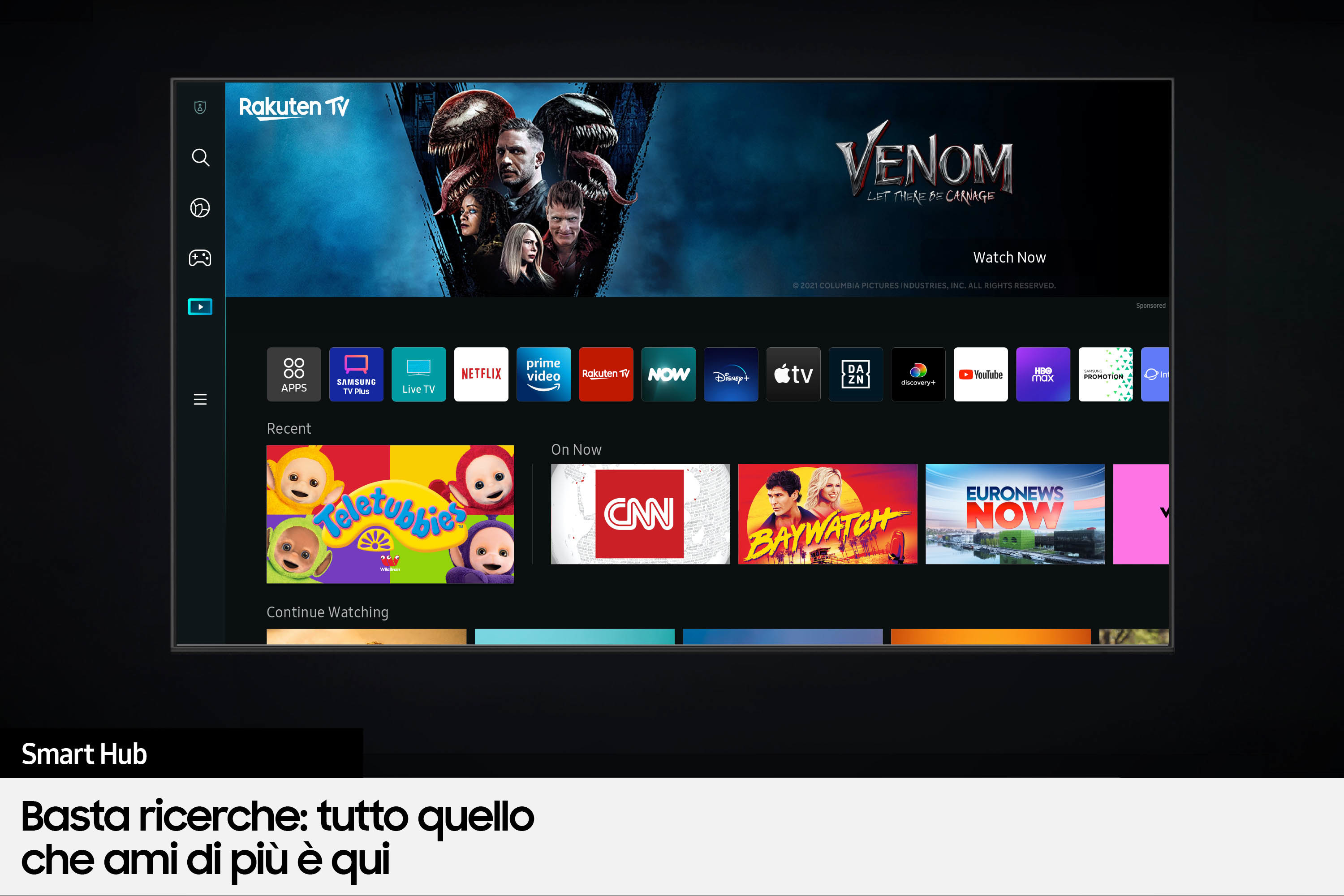 TV-Oberfläche mit App-Symbolen für Filme.