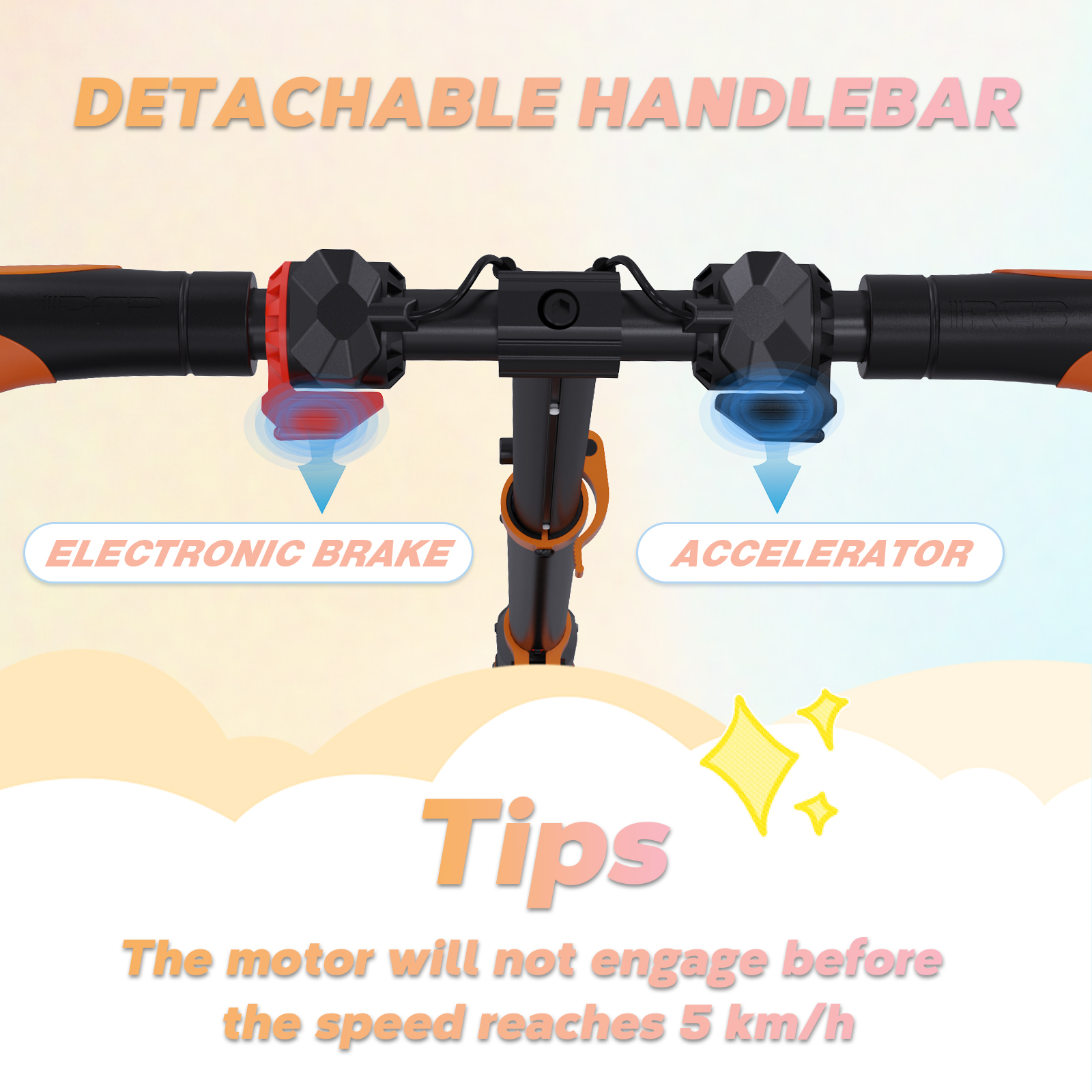 Kierownica skutera z hamulcem elektronicznym i przyspieszaczem.