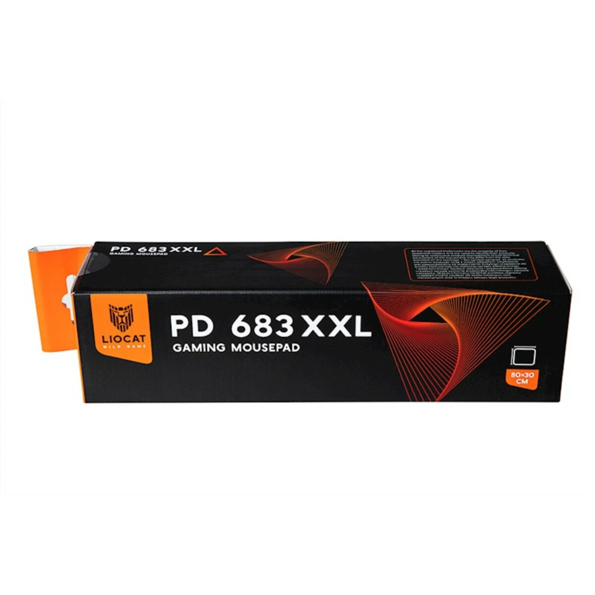 Schwarze und orangefarbene Box mit einem Gaming-Mauspad. Der Text 'PD 683 XXL' ist sichtbar.