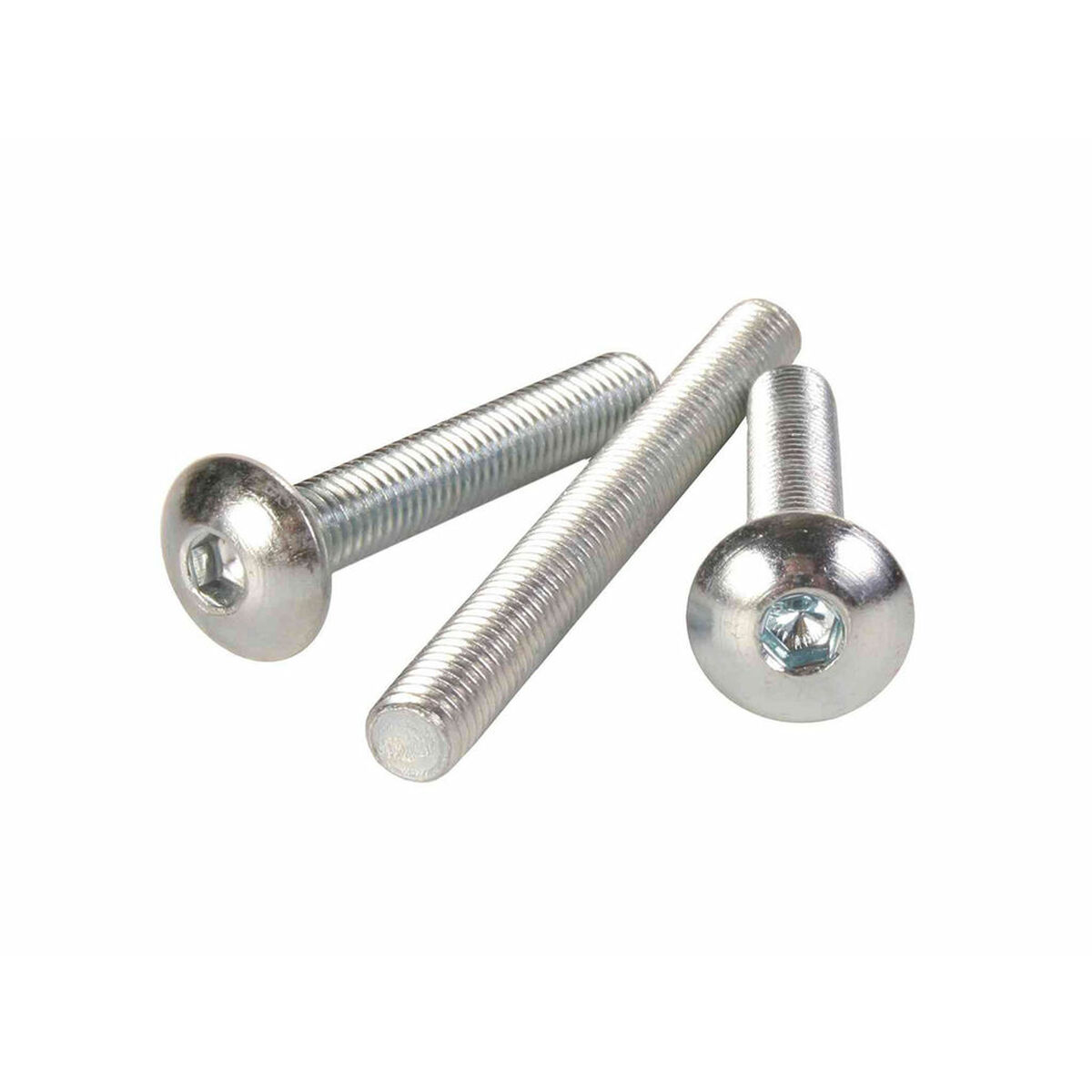 Tre viti metalliche con incasso esagonale. Una è verticale; due sono angolate. Sfondo bianco.