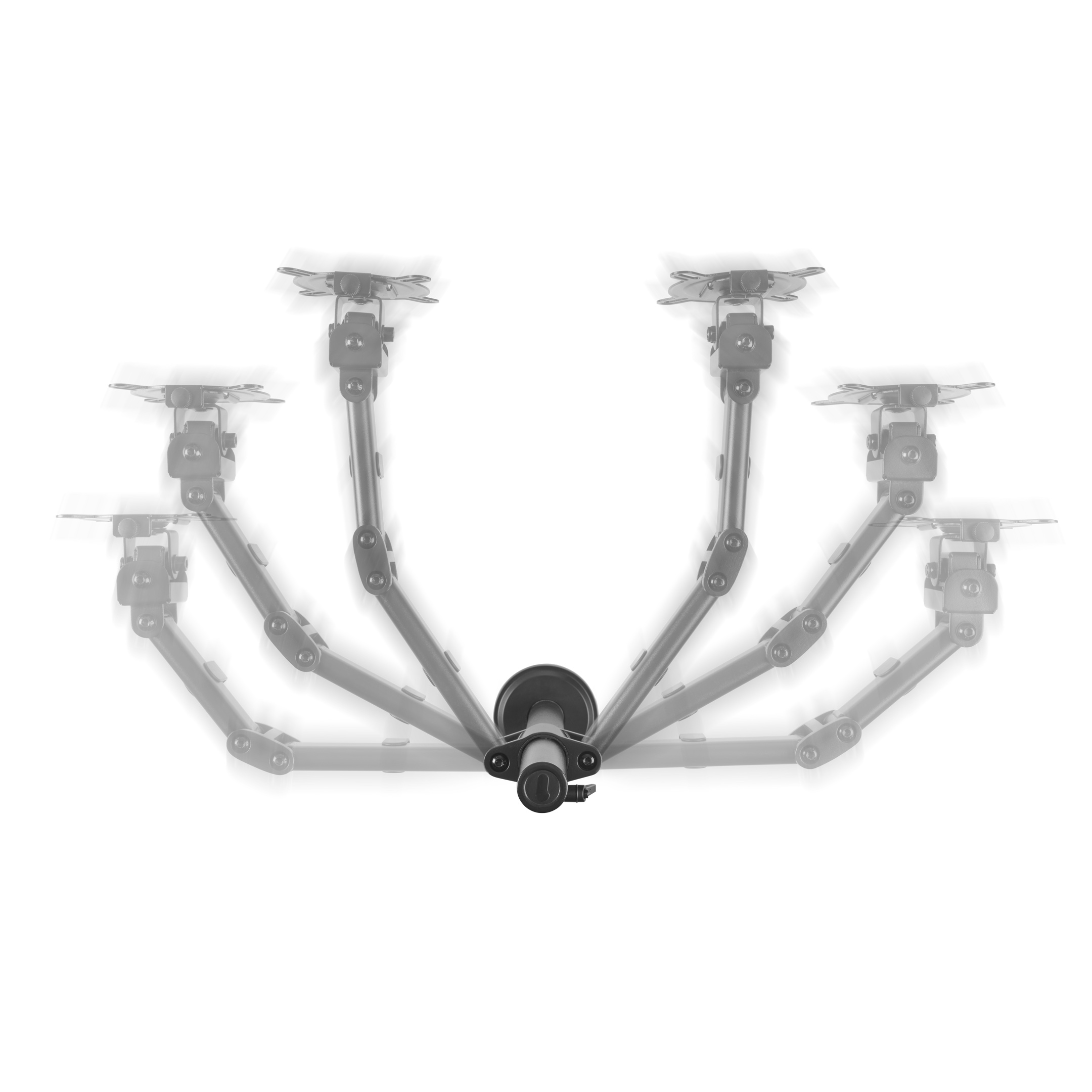 Wiele ramion monitora promieniujących z centralnego punktu.