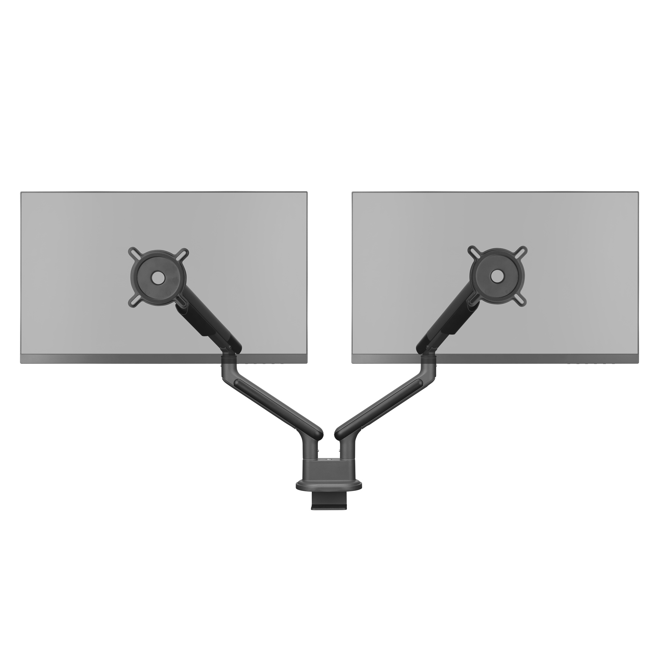 Monitor z mocowaniem ramienia, pojedynczy monitor i podstawa zaciskowa.