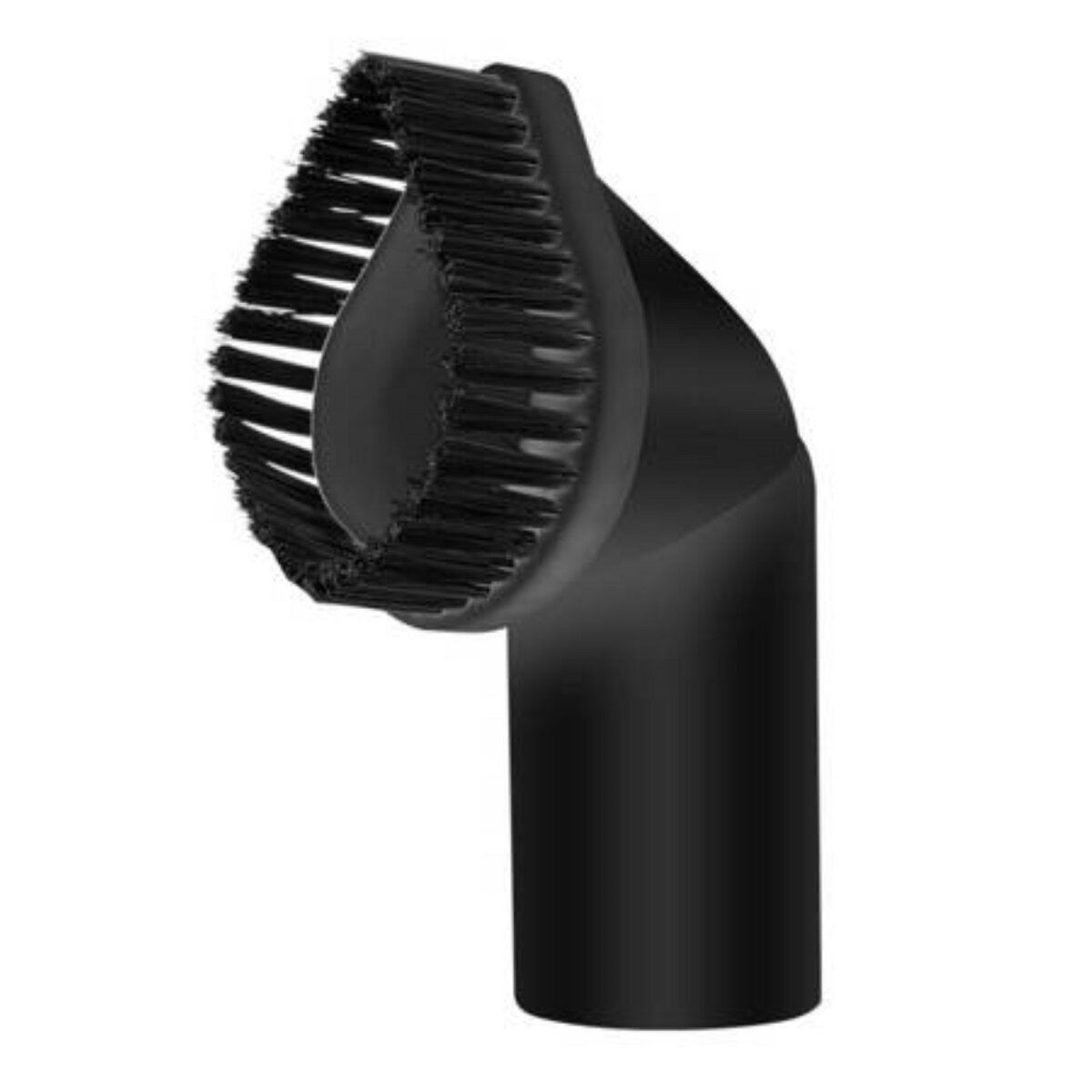 Czarny osprzęt szczotkowy do odkurzacza z włosiem.