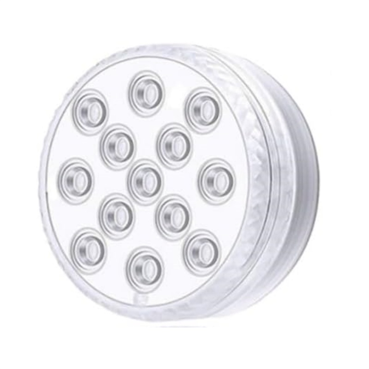 Eine klare, kreisförmige LED-Leuchte mit mehreren kleinen LED-Leuchten.
