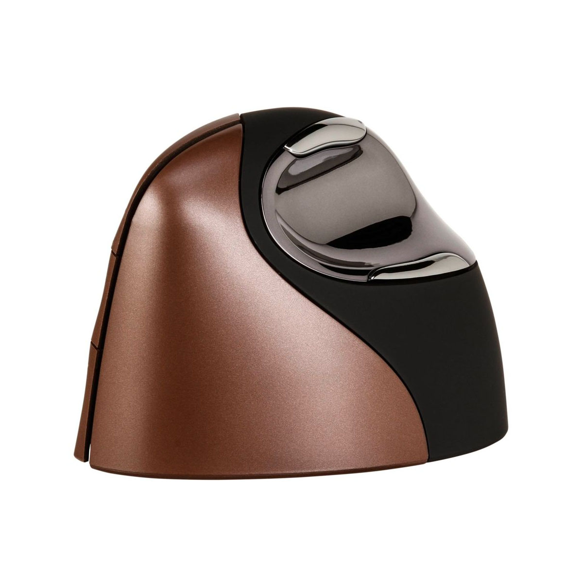 Ergonomische braune und schwarze Computermaus, isoliert auf Weiß.