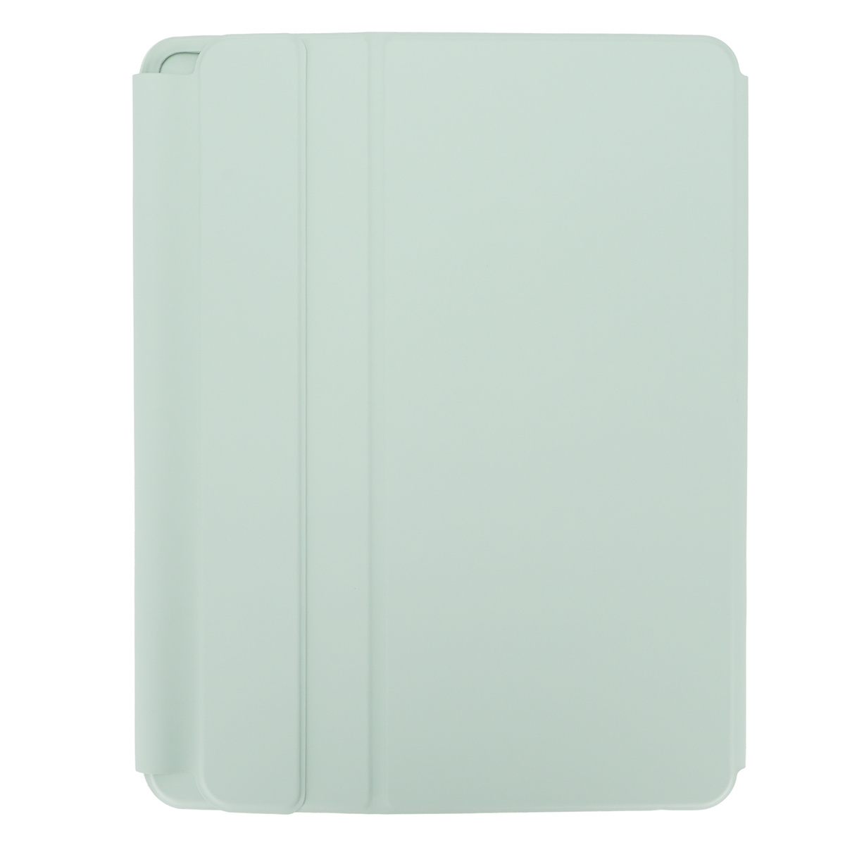 Ein hellgrünes Tablett-Etui, geschlossen. Es ist eine einfarbige Farbe mit einem sauberen, minimalistischen Design.