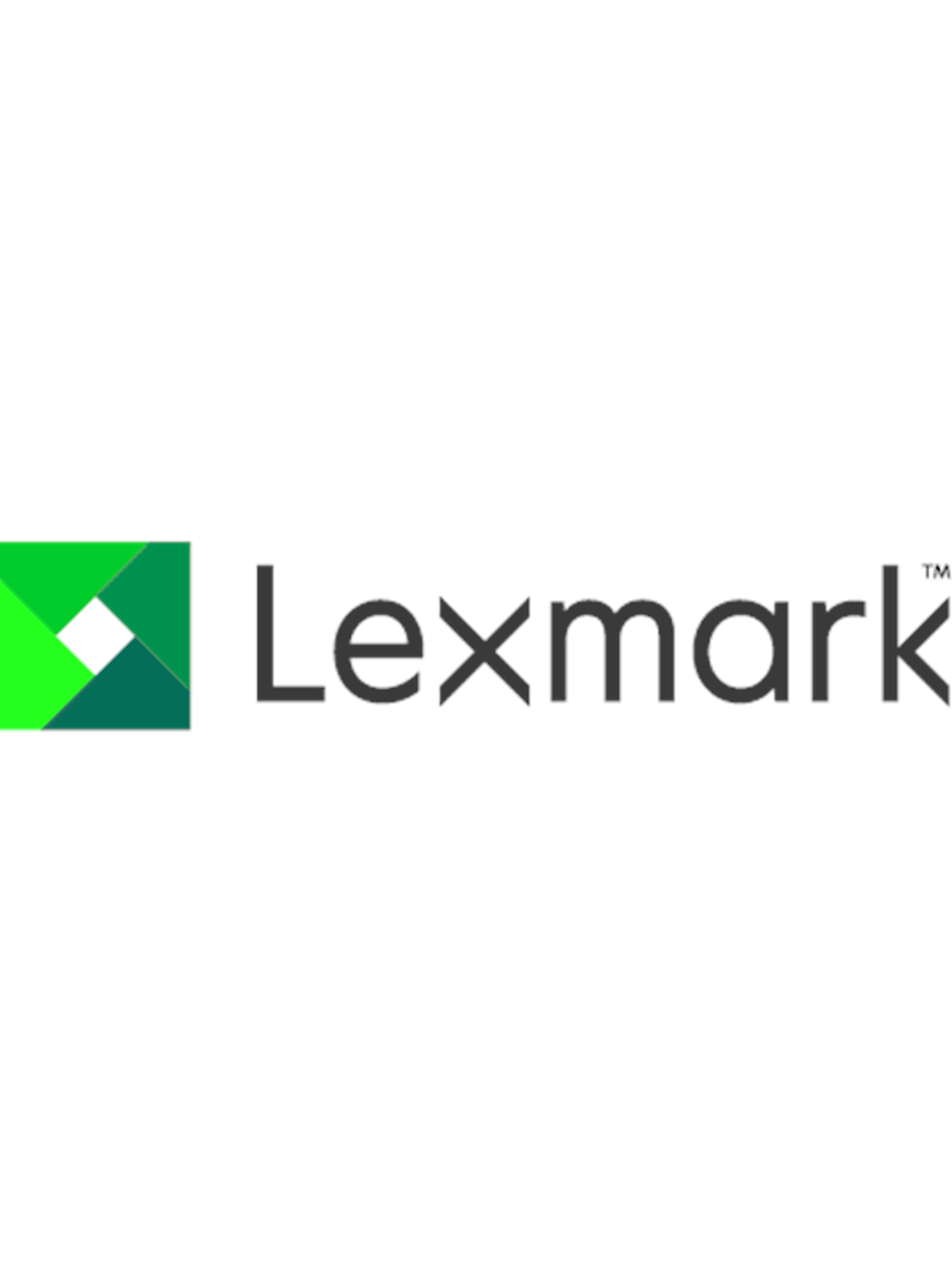 Logo Lexmark z zielonym i ciemnozielonym diamentem oraz słowem "Lexmark".