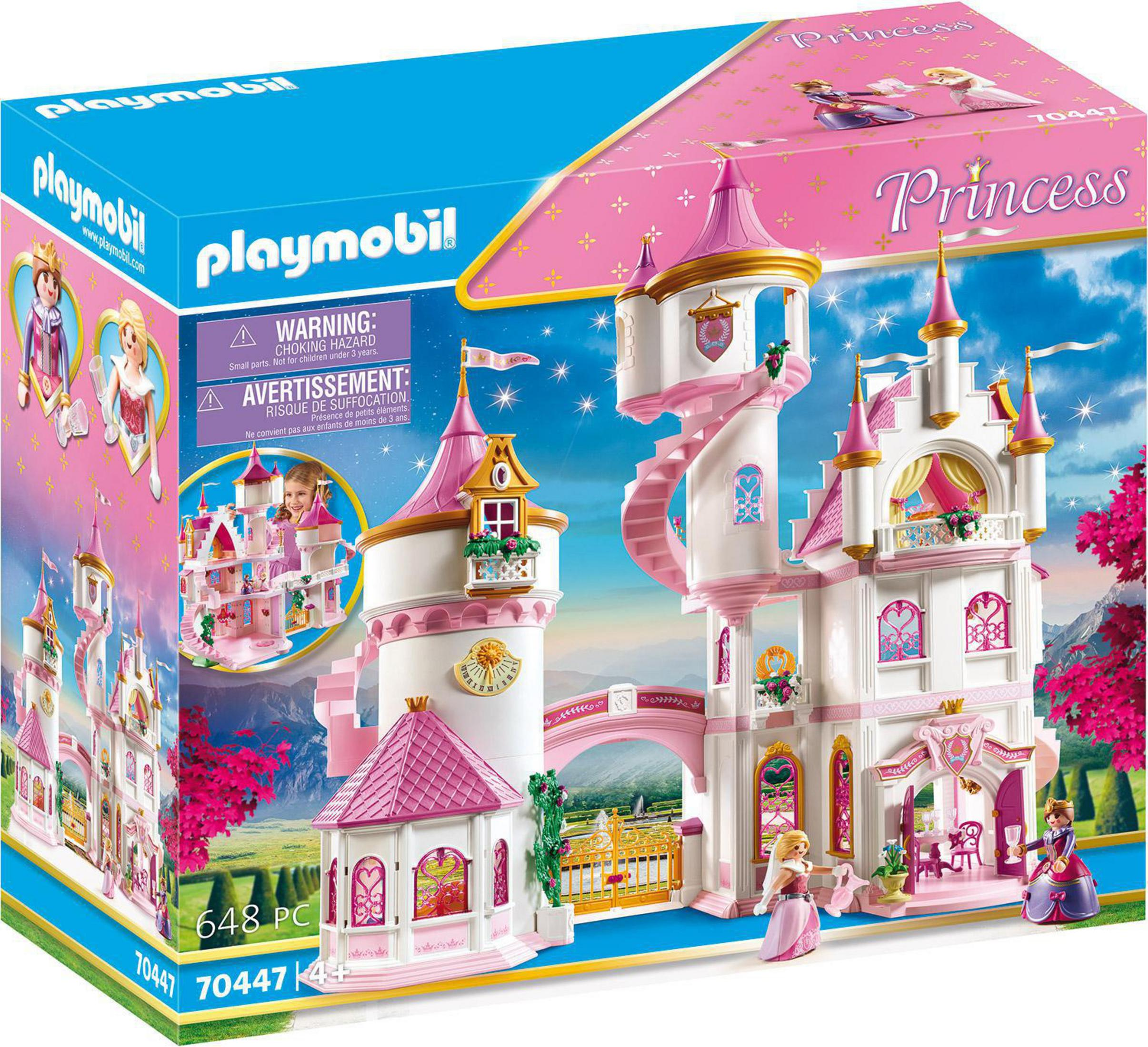 Ein Playmobil Prinzessinnen-Schloss-Spielset mit Figuren und Zubehör.