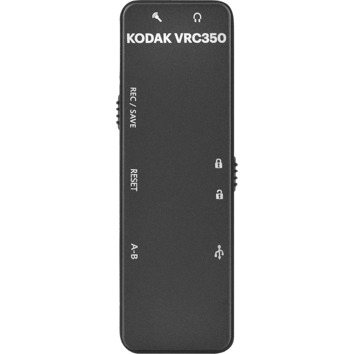 Un enregistreur KODAK VRC350 noir avec des boutons et des ports étiquetés.
