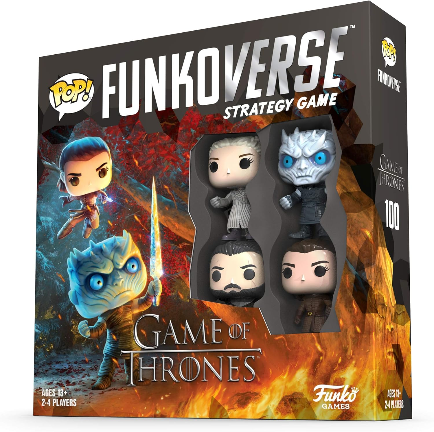Eine Funko Pop Game of Thrones-Box mit Figuren von Charakteren. Die Box hat ein Game of Thrones-Logo.