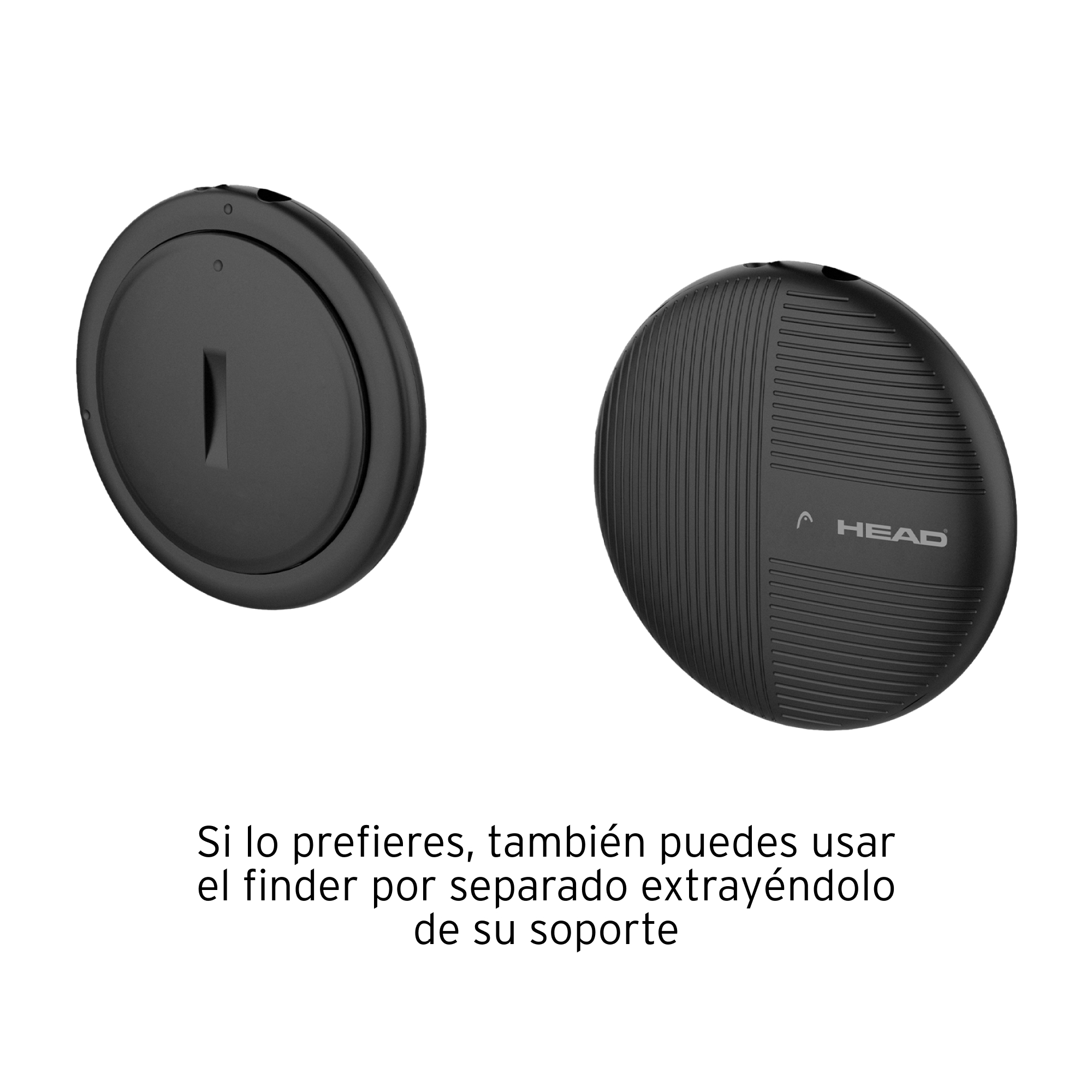 Dos dispositivos redondos negros. Texto: También puedes usar el buscador por separado, extrayéndolo.