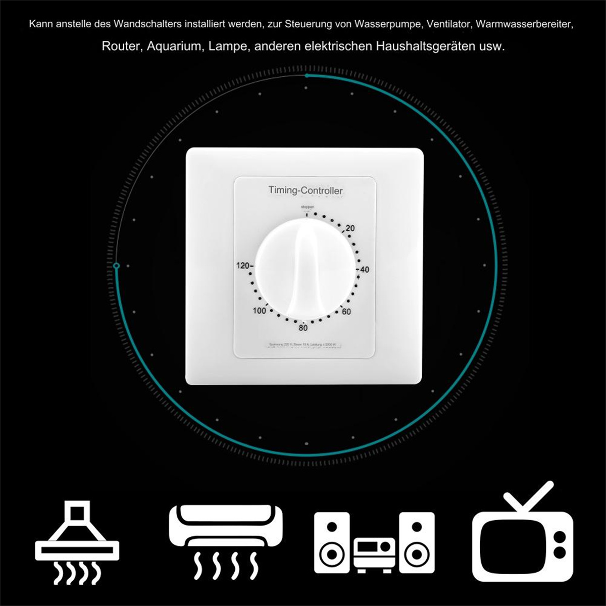 Ein weißes Timing-Controller-Zifferblatt mit anderen Symbolen für elektronische Geräte.