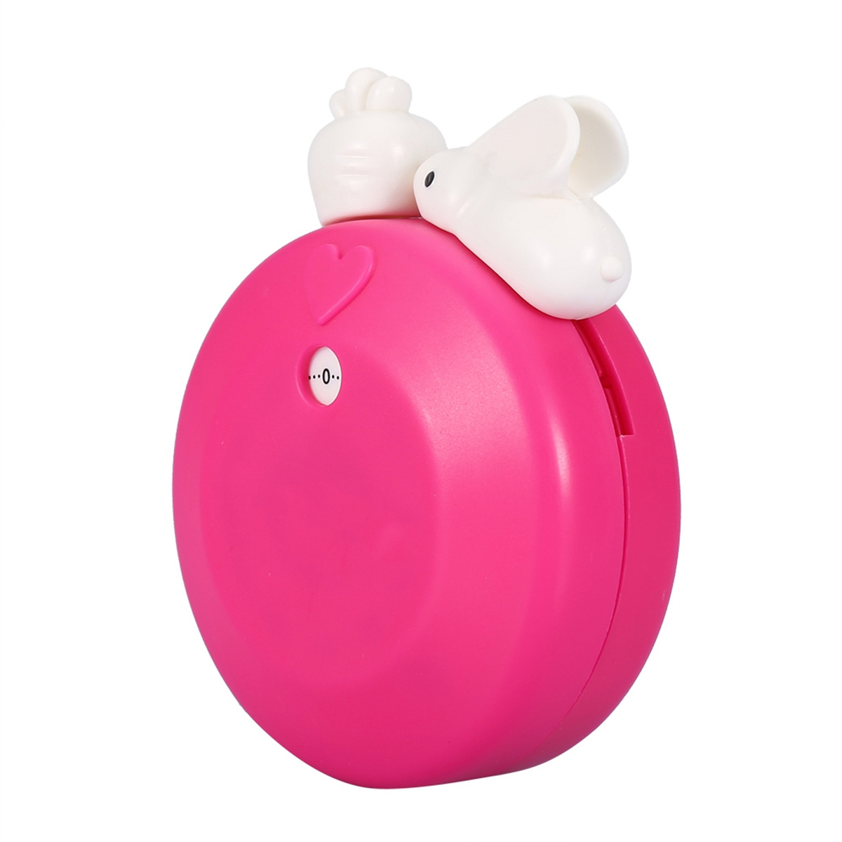 Pinker, runder, hasenförmiger Timer mit weißem Häschen oben.