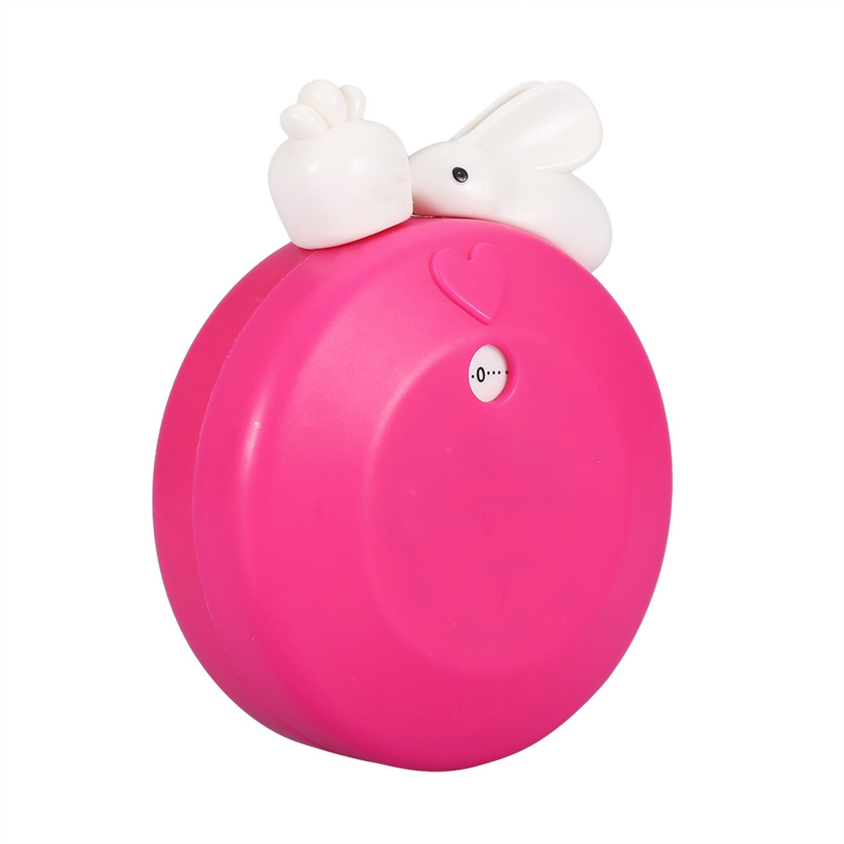 Ein rosa, rundes Objekt mit einem Hasen und einer Karotte oben drauf. Ein Herz und Zahlen sind sichtbar.