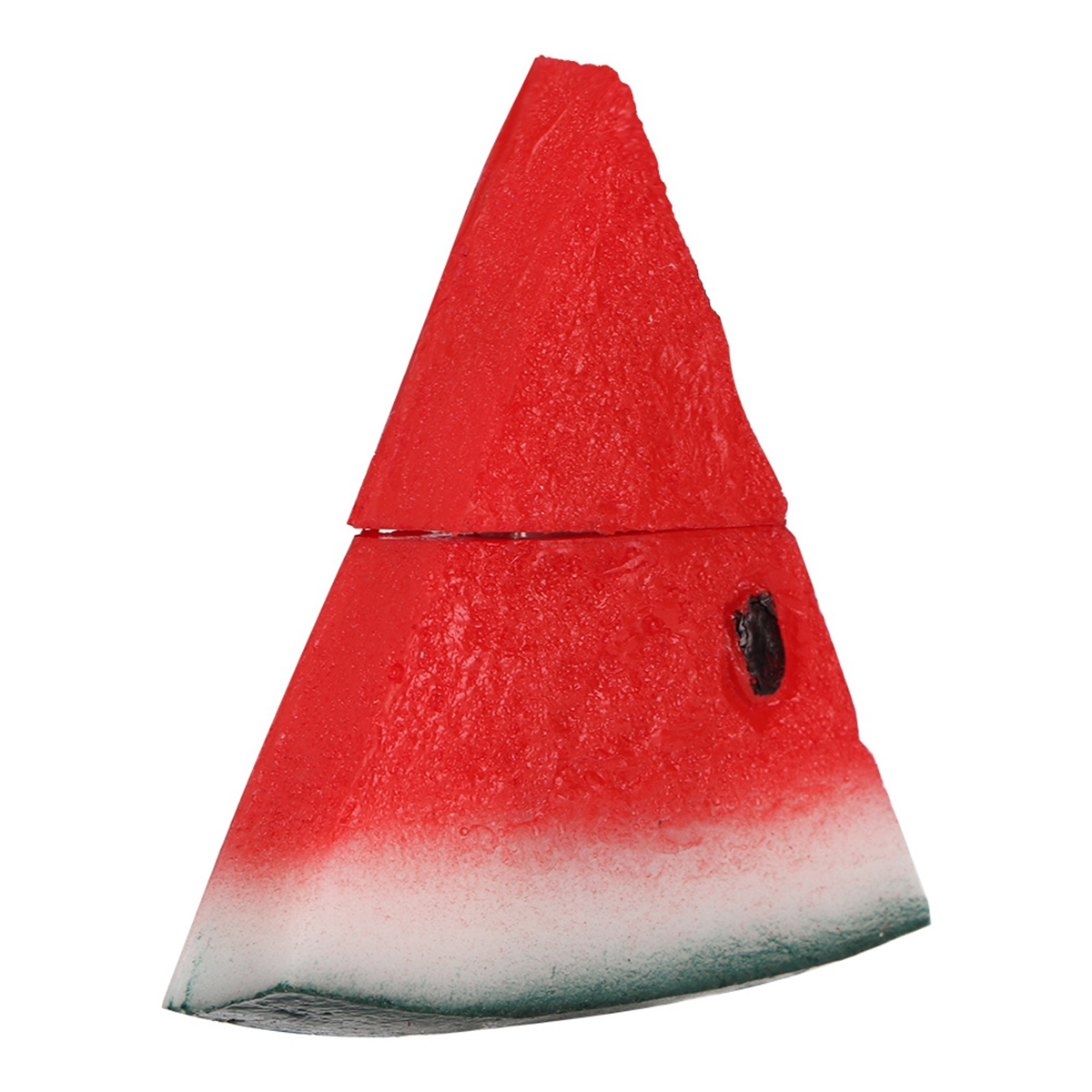 Wassermelonen-förmiges Ornament, rot mit weißen Rändern, mit einem schwarzen Kern.