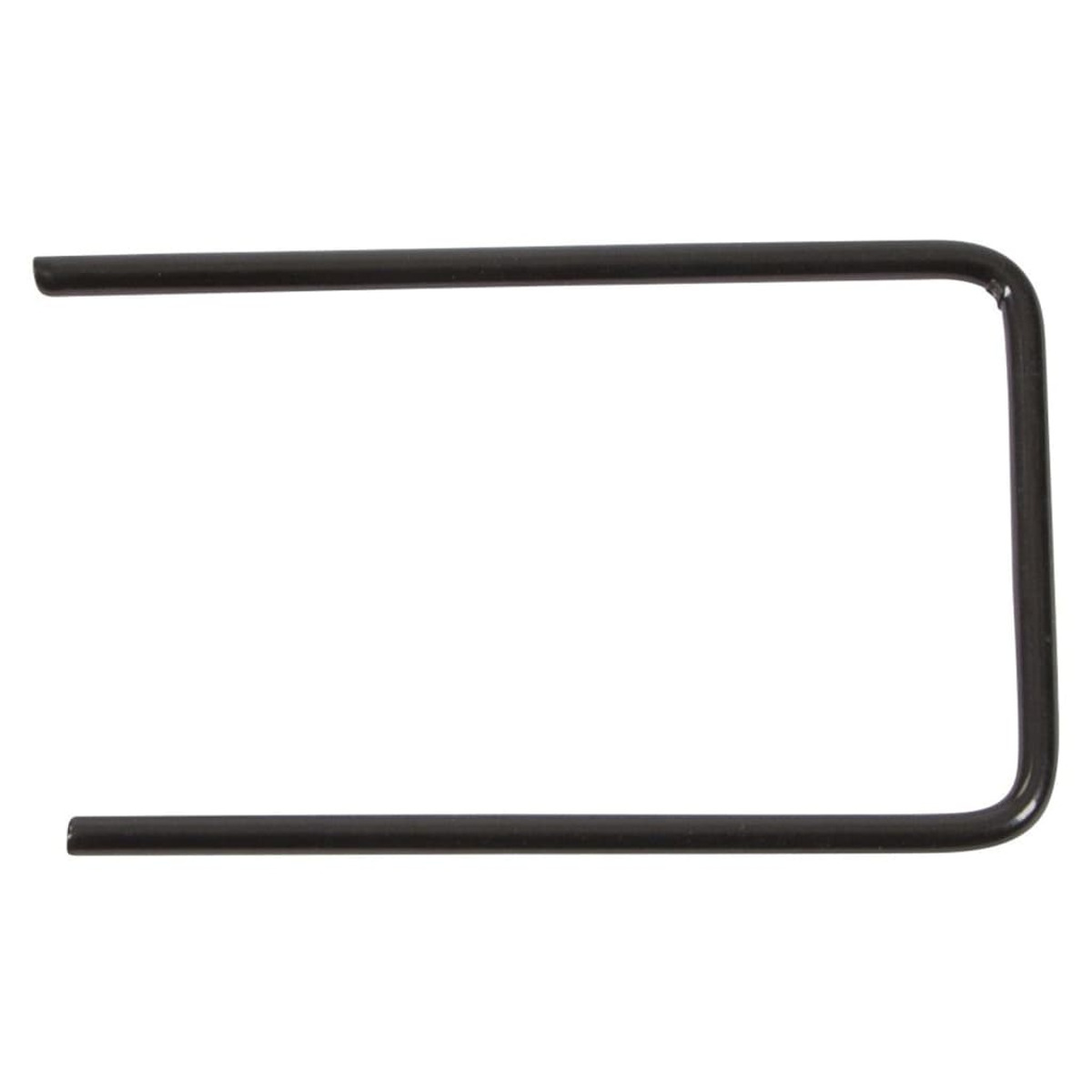 Eine schwarze, U-förmige Metallhalterung. Die Halterung hat zwei parallele horizontale Stangen.
