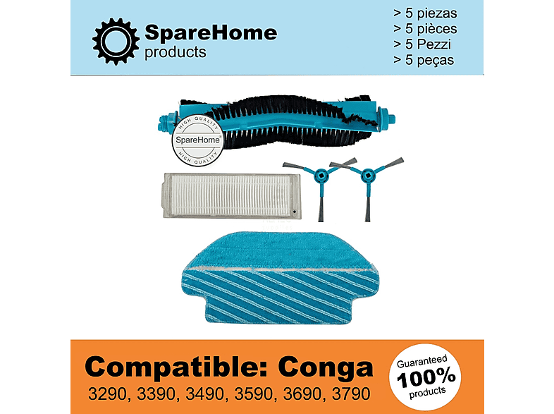 Juego De Accesorios De Repuesto Para Aspiradora Cecotec - Compatible Con Modelos Conga 3290, 3390, 3490, 3590, 3690, 3790, 3890