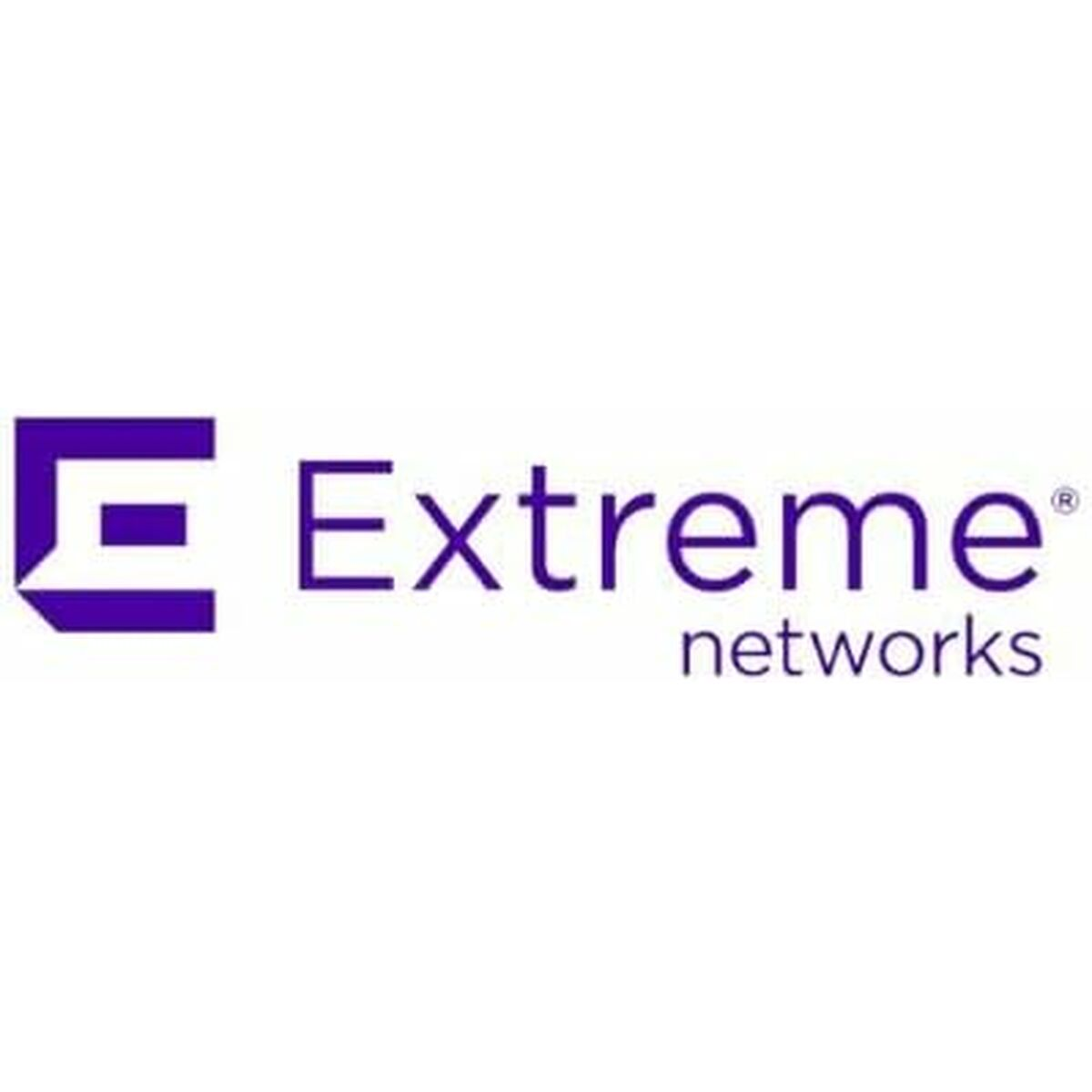 Extreme Networks Logo. Lila Text und ein lila Symbol auf weißem Hintergrund.