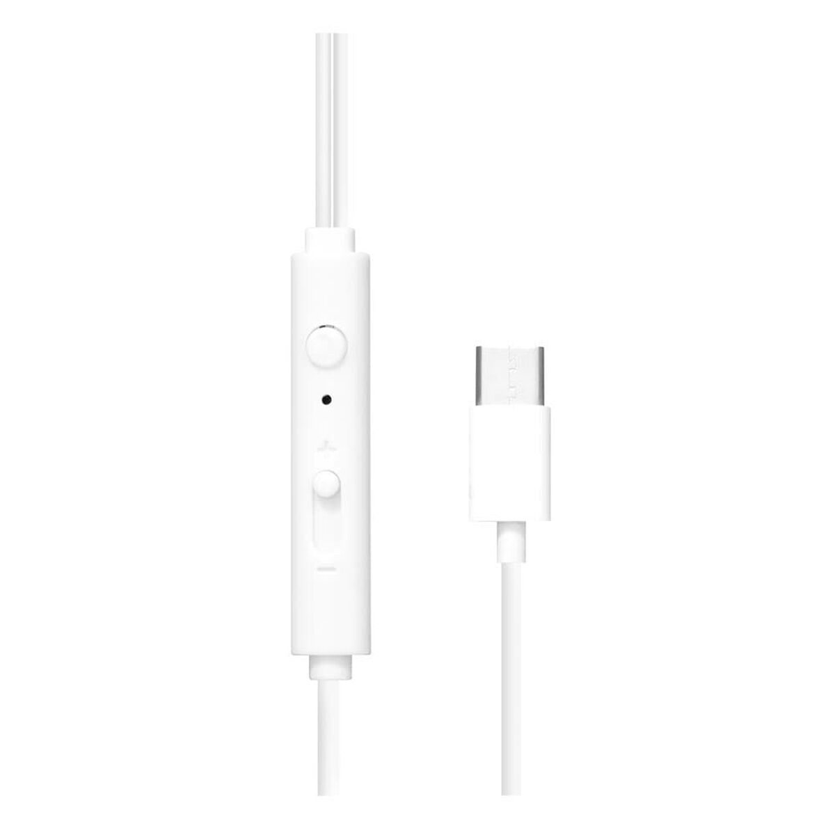 Cavo bianco con scatola di controllo e connettore USB-C.