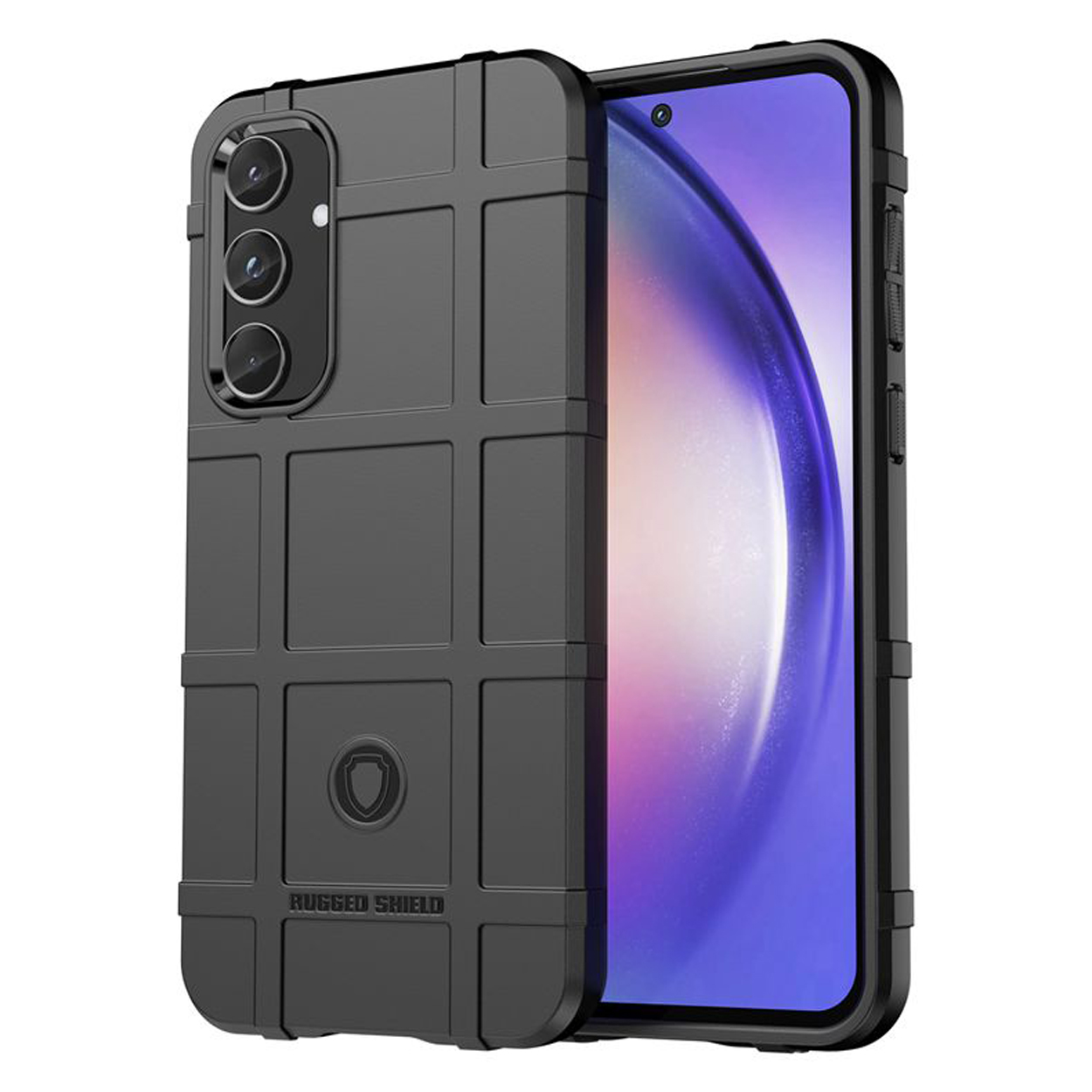 Un étui de téléphone noir avec un motif.