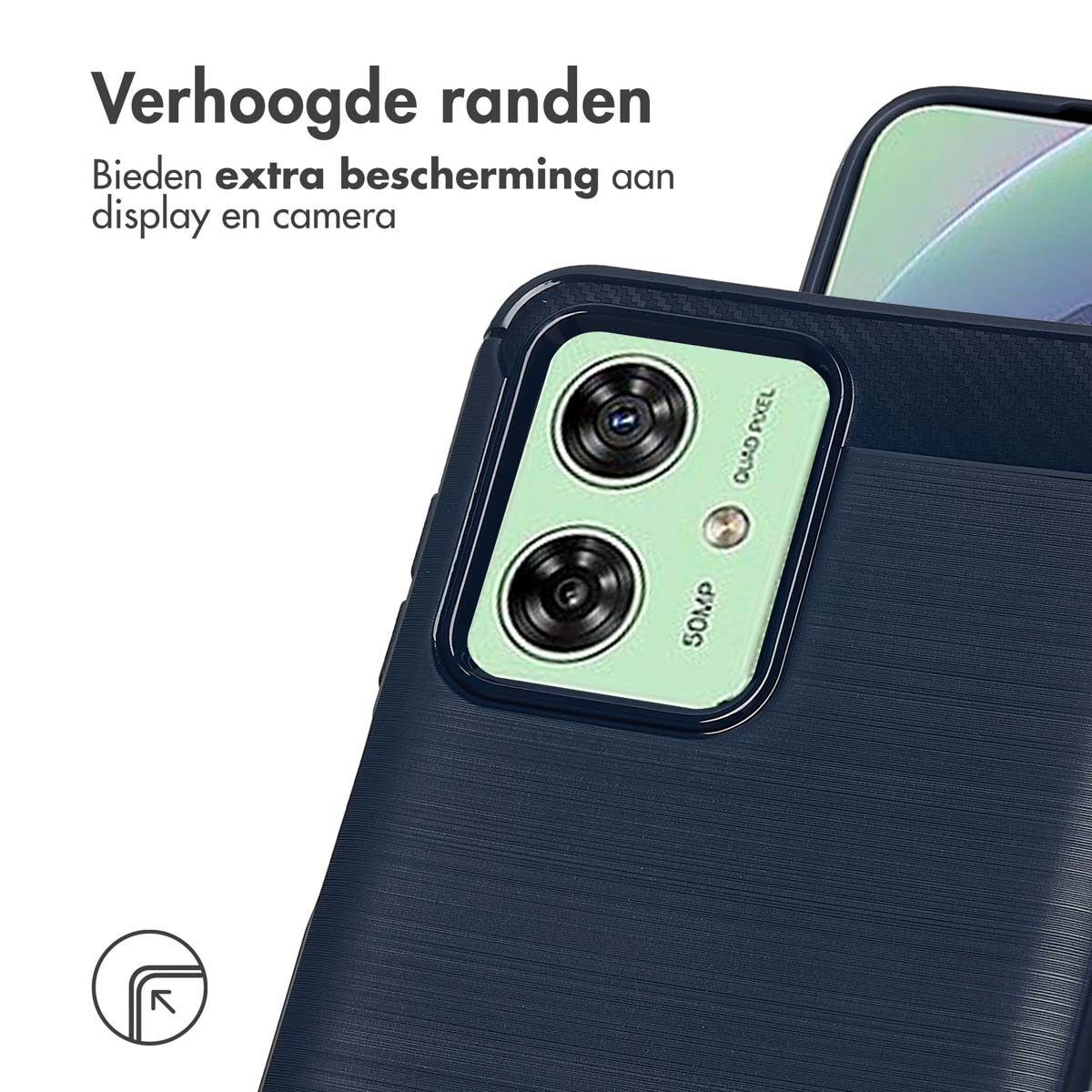 IMOSHION Brushed Backcover - Geschikt voor Motorola Moto G54 - Telefoonhoesje voor Motorola Motorola Moto G54 Donkerblauw